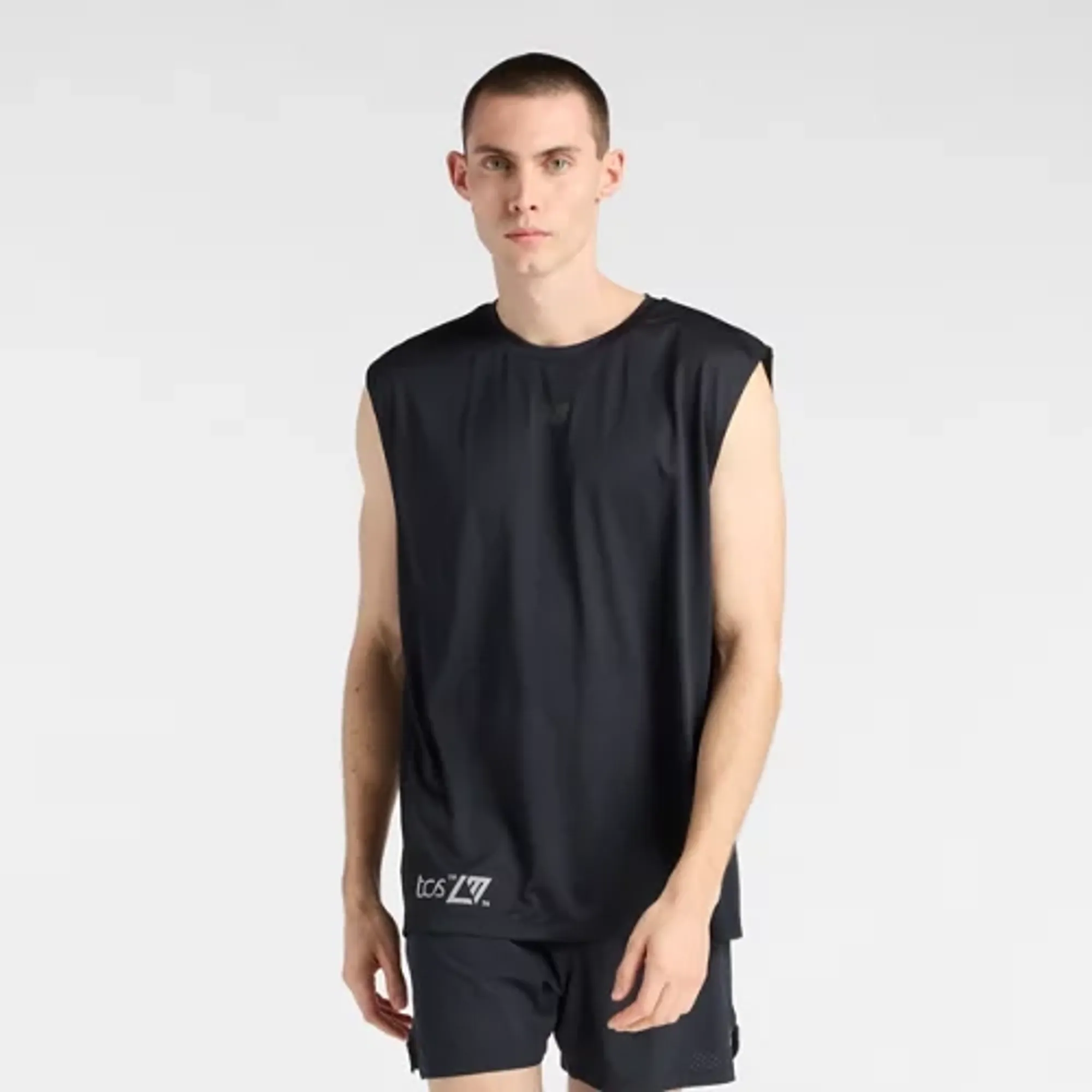 New Balance Men's London Edition Fast Days Graphic Tank in Black Polyester