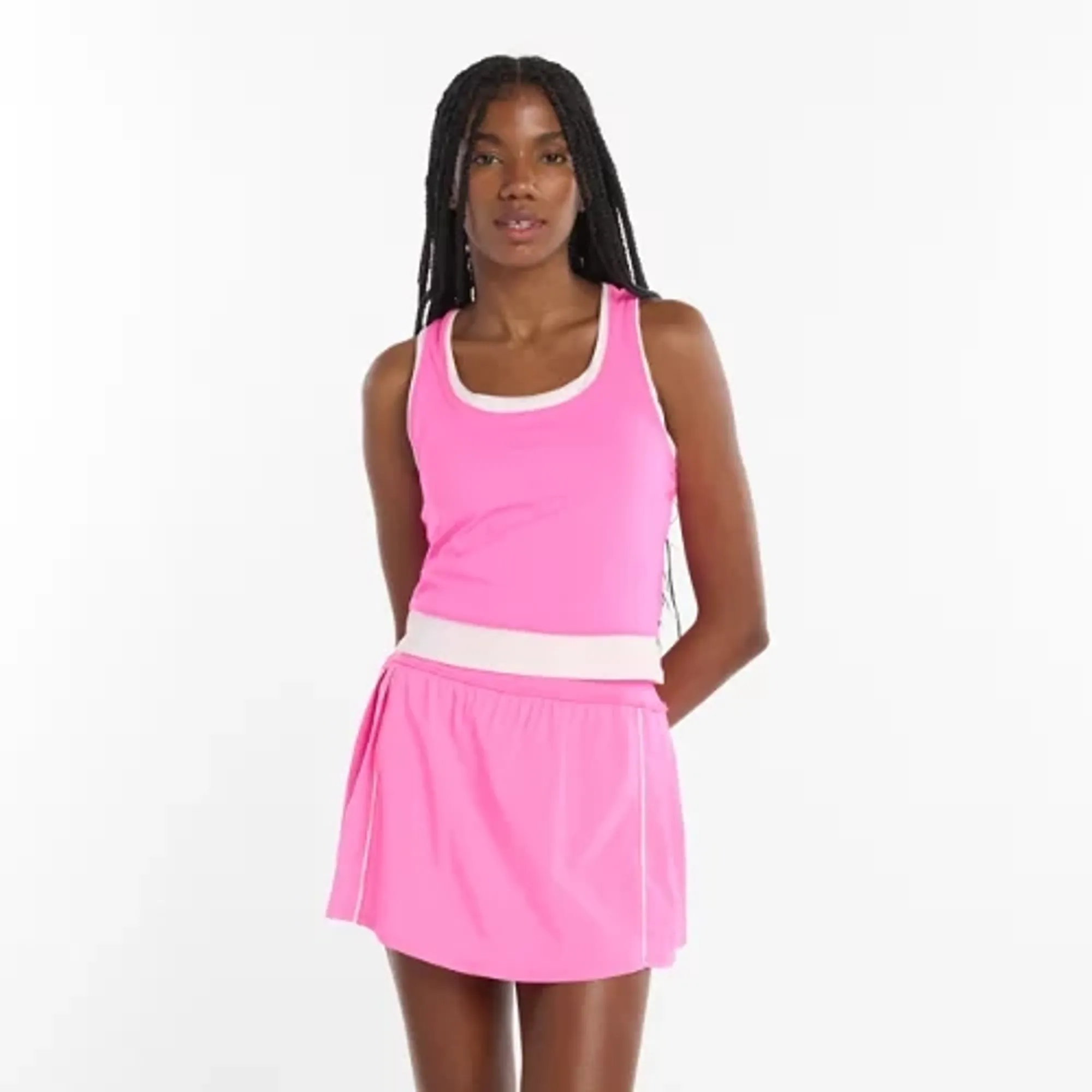 New Balance Women's Tournament Novelty Tank in Pink Poly Knit
