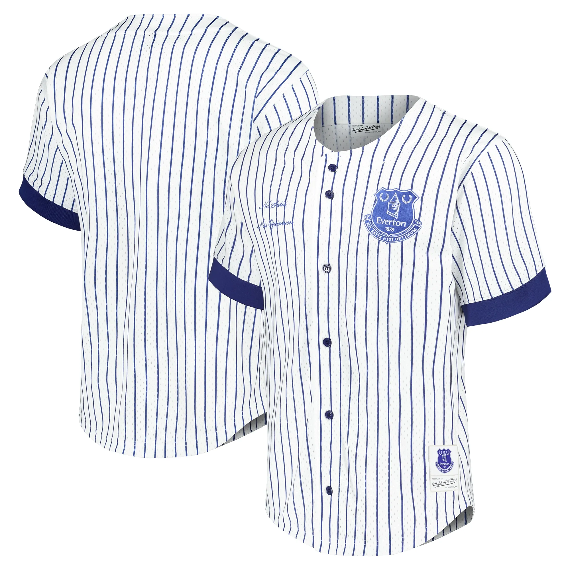 Everton X Mitchell & Ness Baseball Shirt - Pinstripe - Unisex