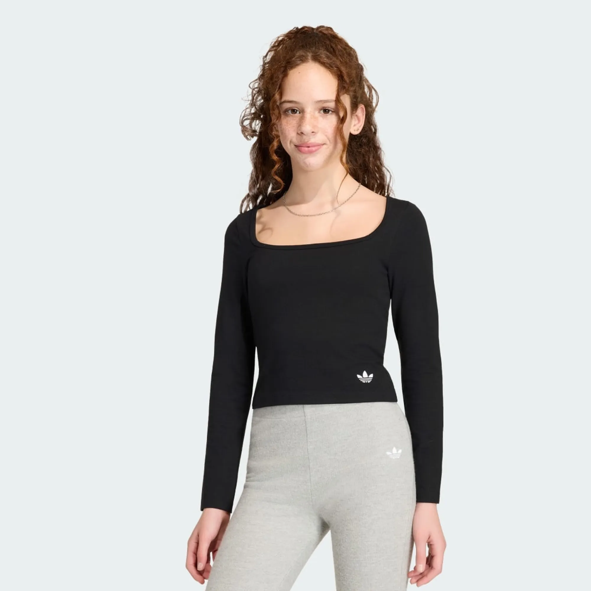 adidas SLIM FRONT SQUARE COLLAR Long-Sleeve Top T-Shirt