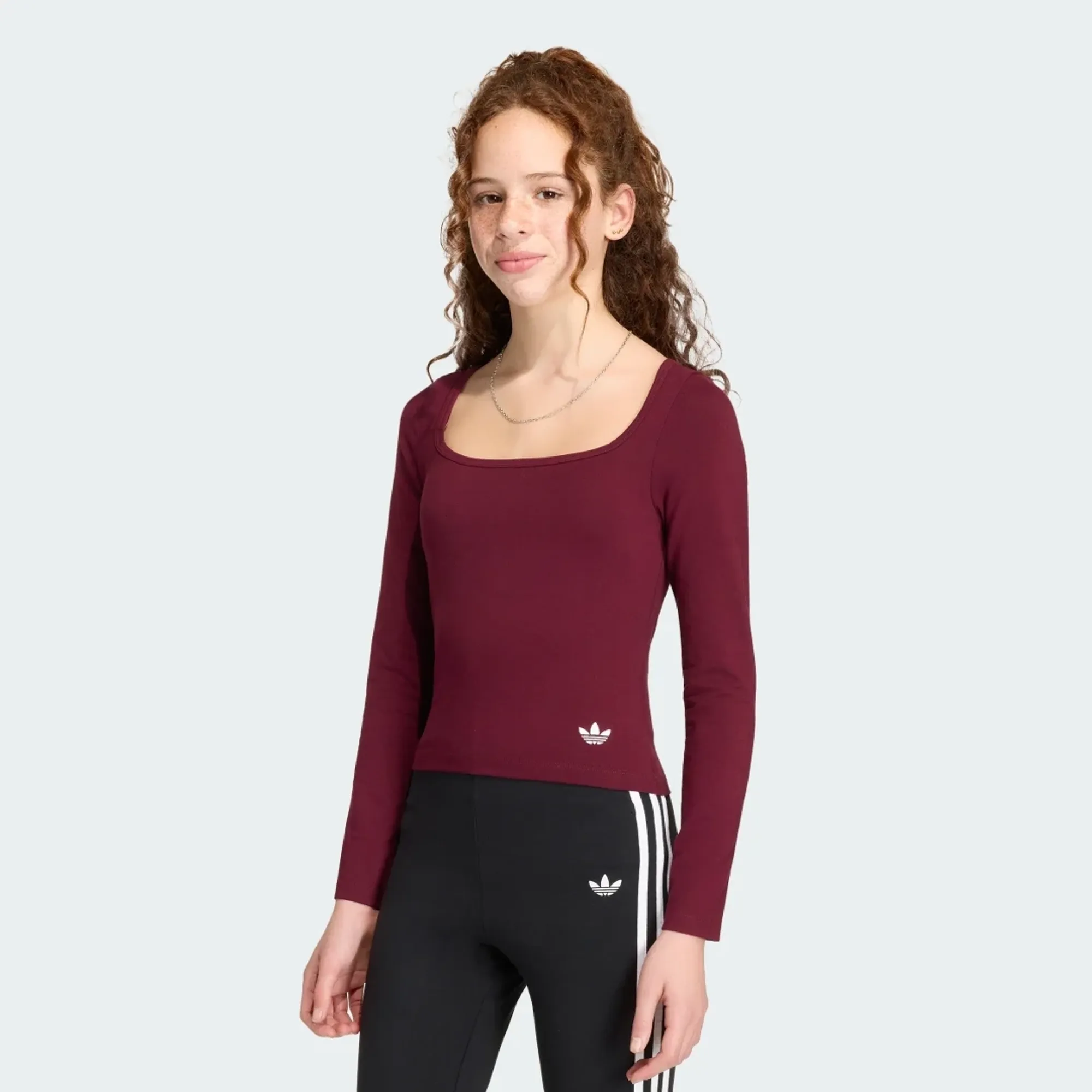 adidas SLIM FRONT SQUARE COLLAR Long-Sleeve Top T-Shirt
