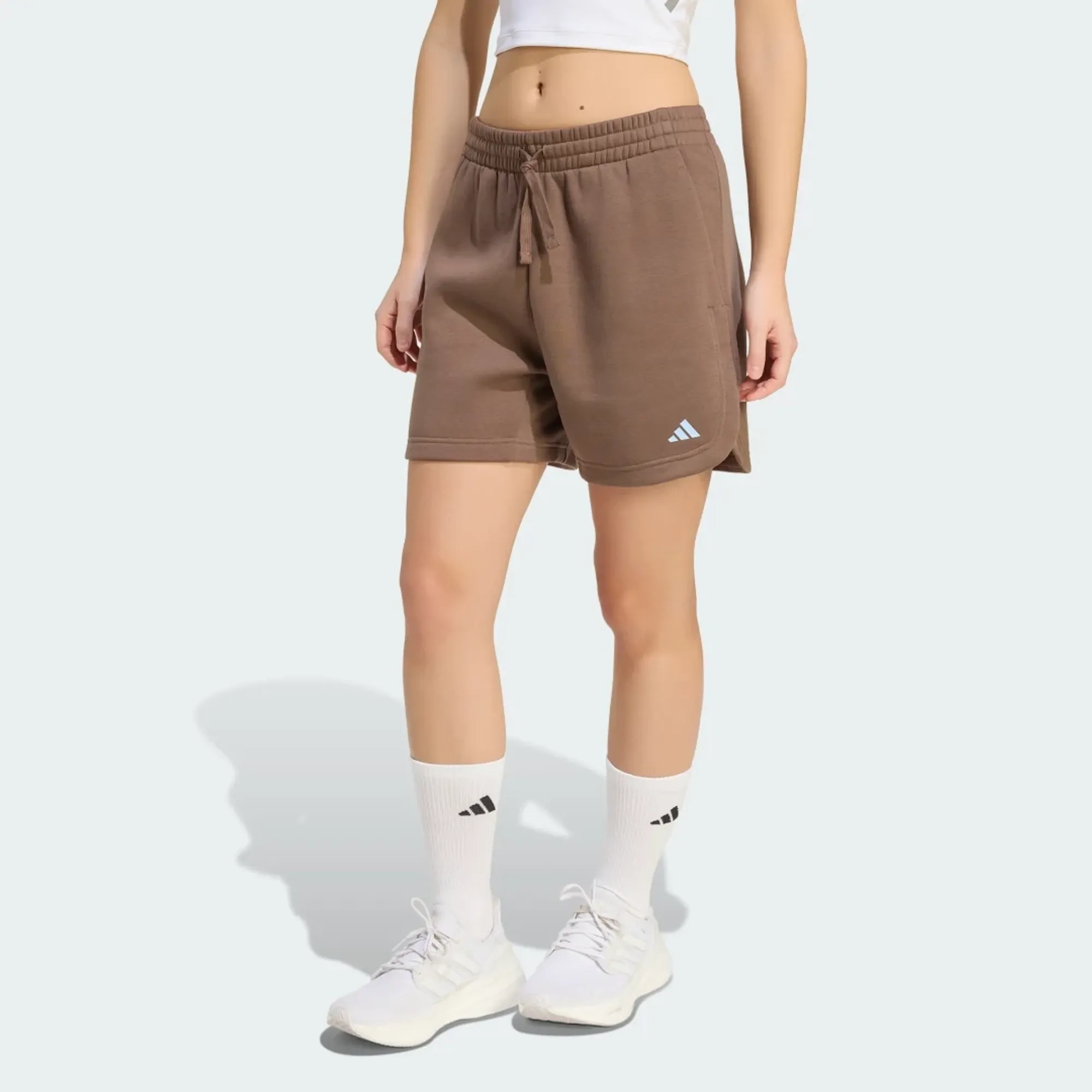 adidas 3 Stripes Studio Fleece Loose Shorts