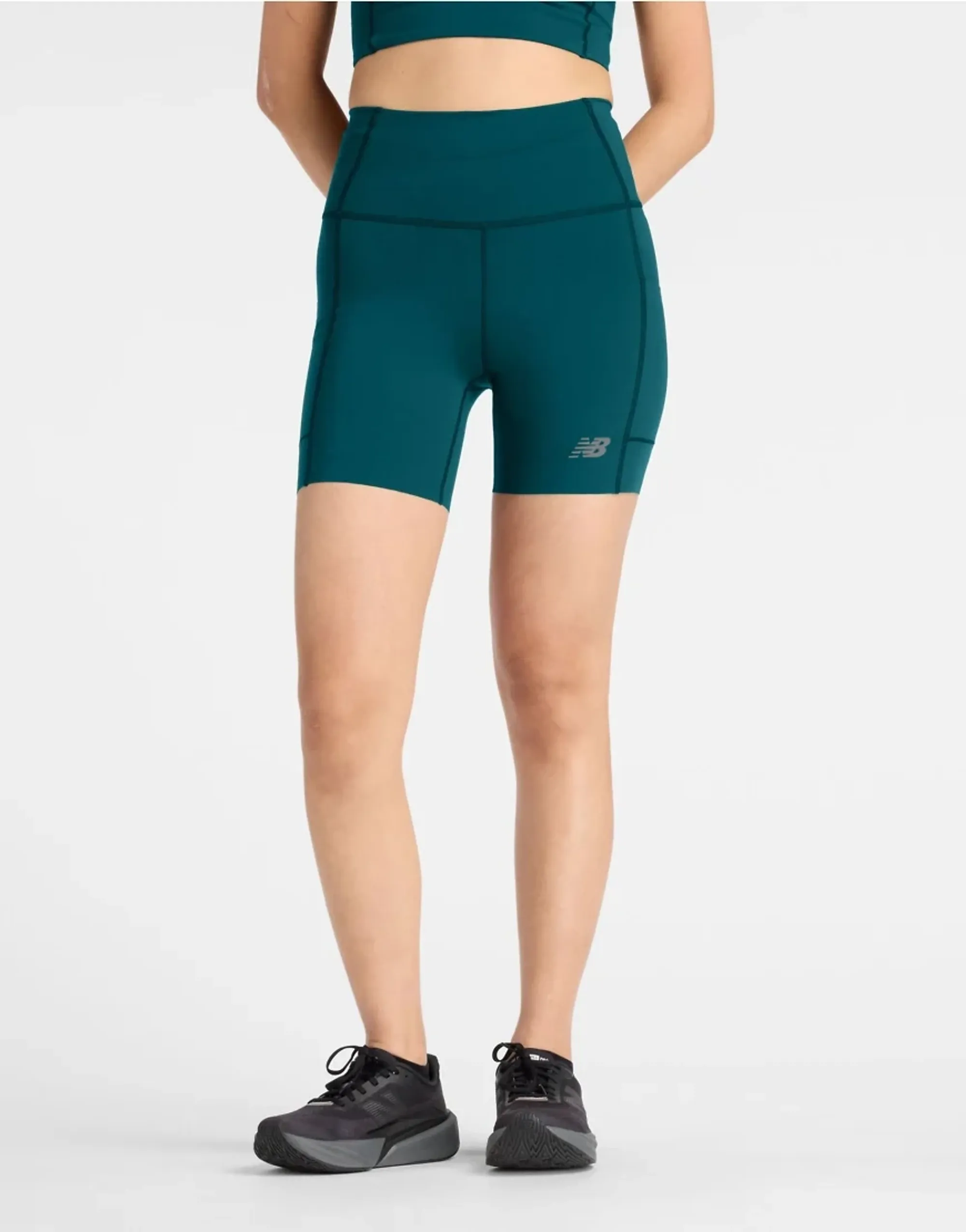 New Balance Women's RC Elite Storage Short 6" in Green Poly Knit