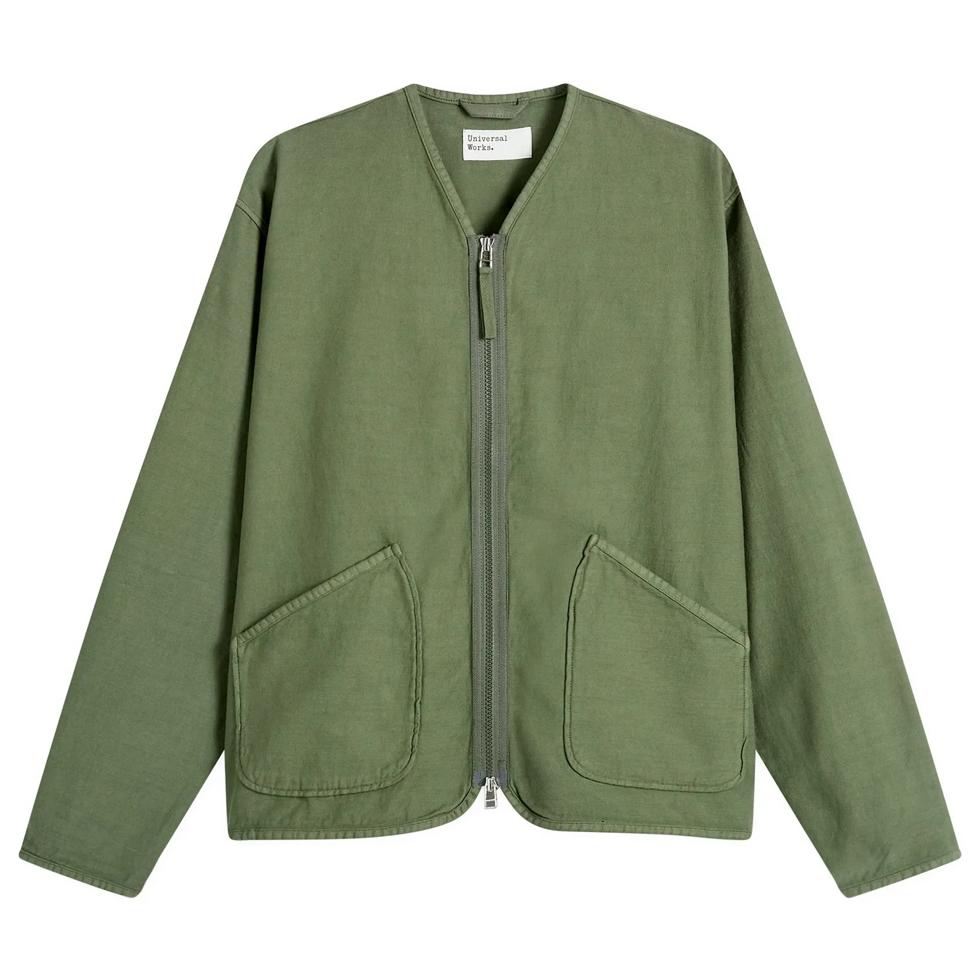 Universal Works Men's Slub Sateen Zip Liner Jacket Olive