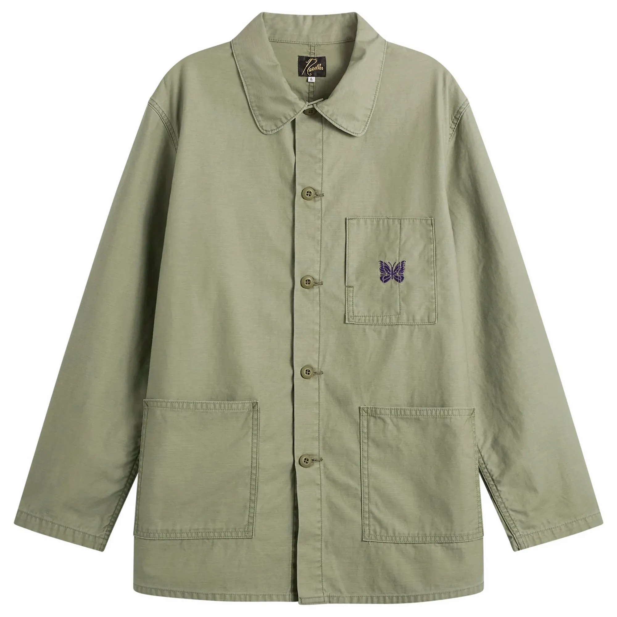 Needles Men's Reversed Sateen Coverall Jacket Olive