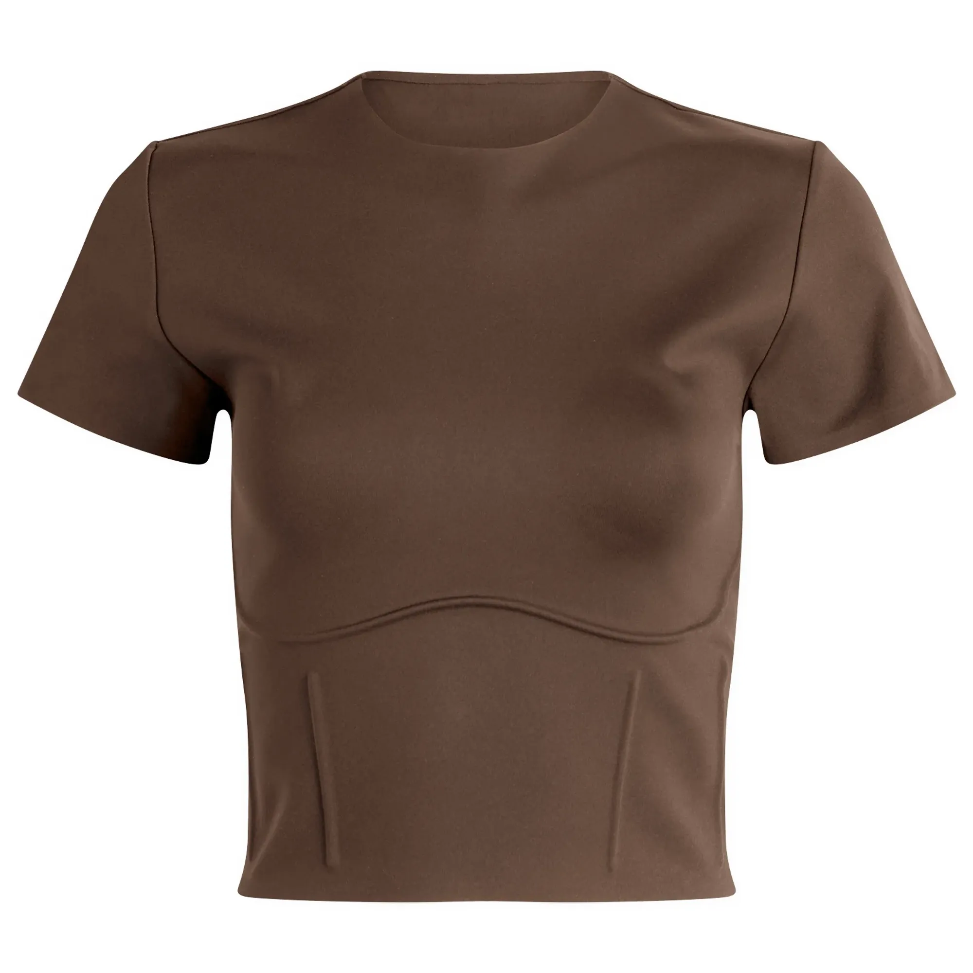 Nike Women's x SKIMS Matte Corset Short Sleeve Crop Top Dark Sepia