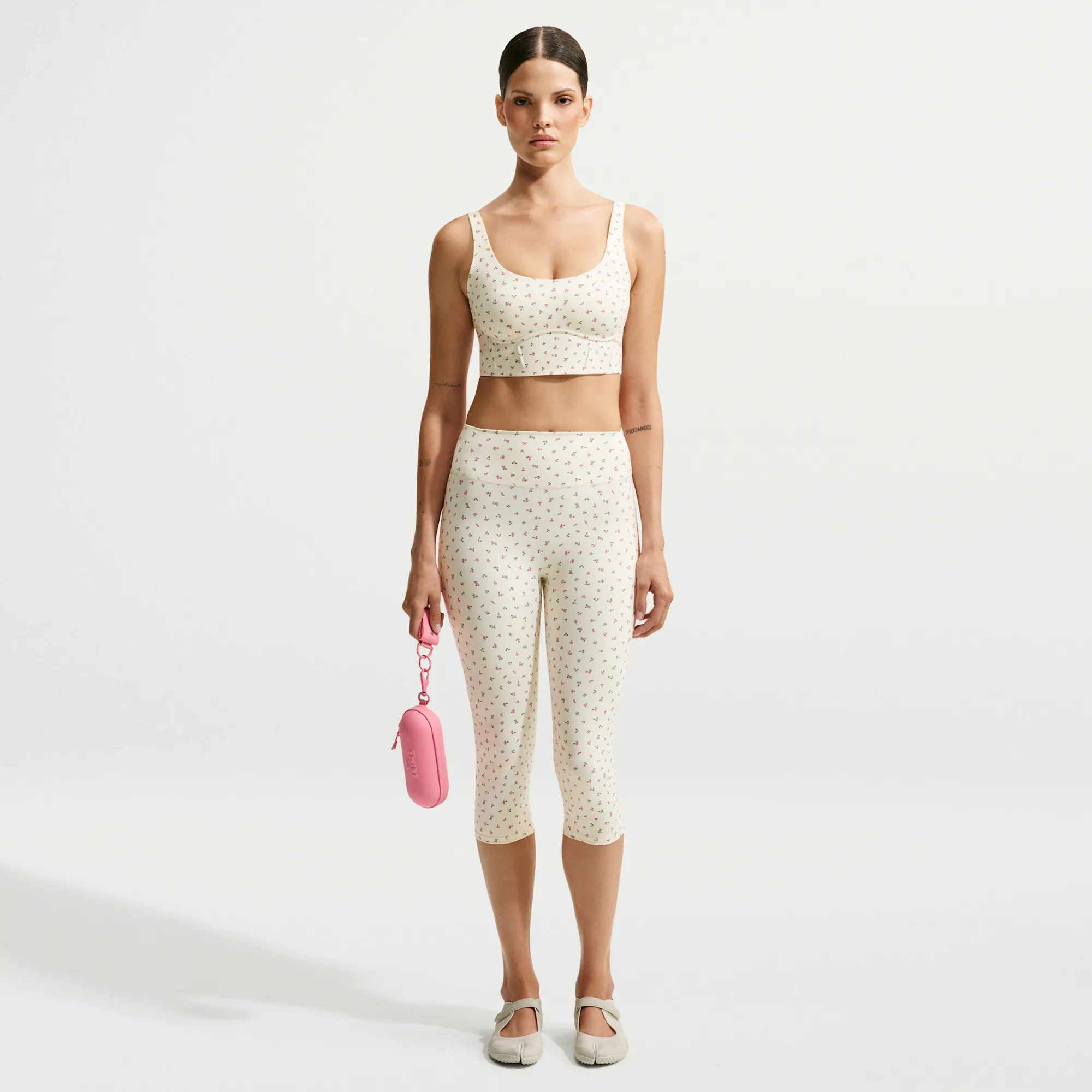 NikeSKIMS Matte Printed High-Waisted Cropped Leggings - White