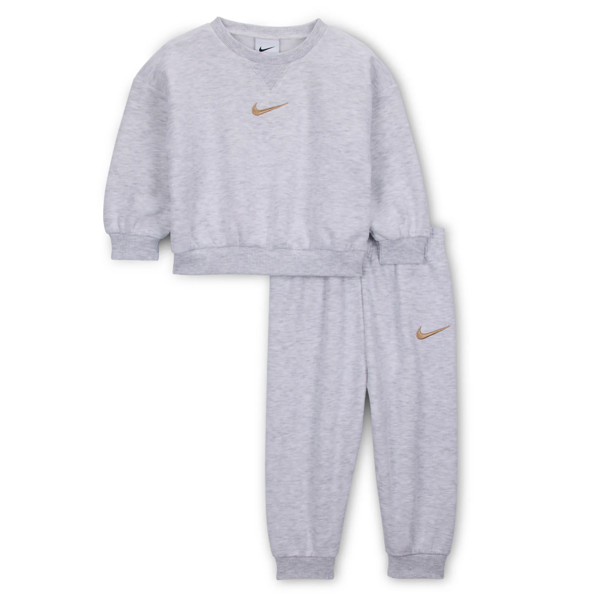 Nike Essentials Baby 2-Piece Fleece Crew Set - Brown