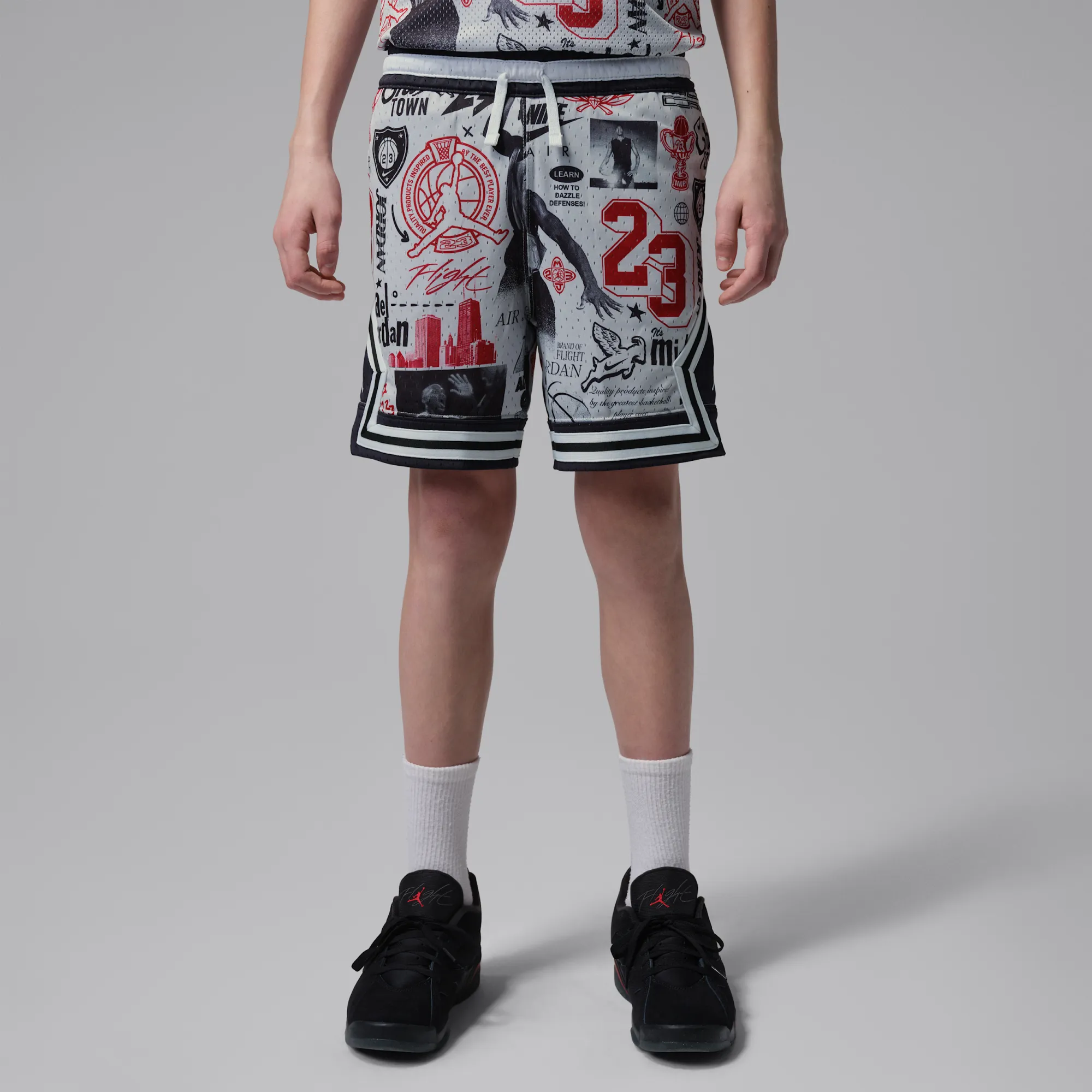Nike Jordan Older Kids' Dri-FIT Printed Sport Diamond Shorts - Grey
