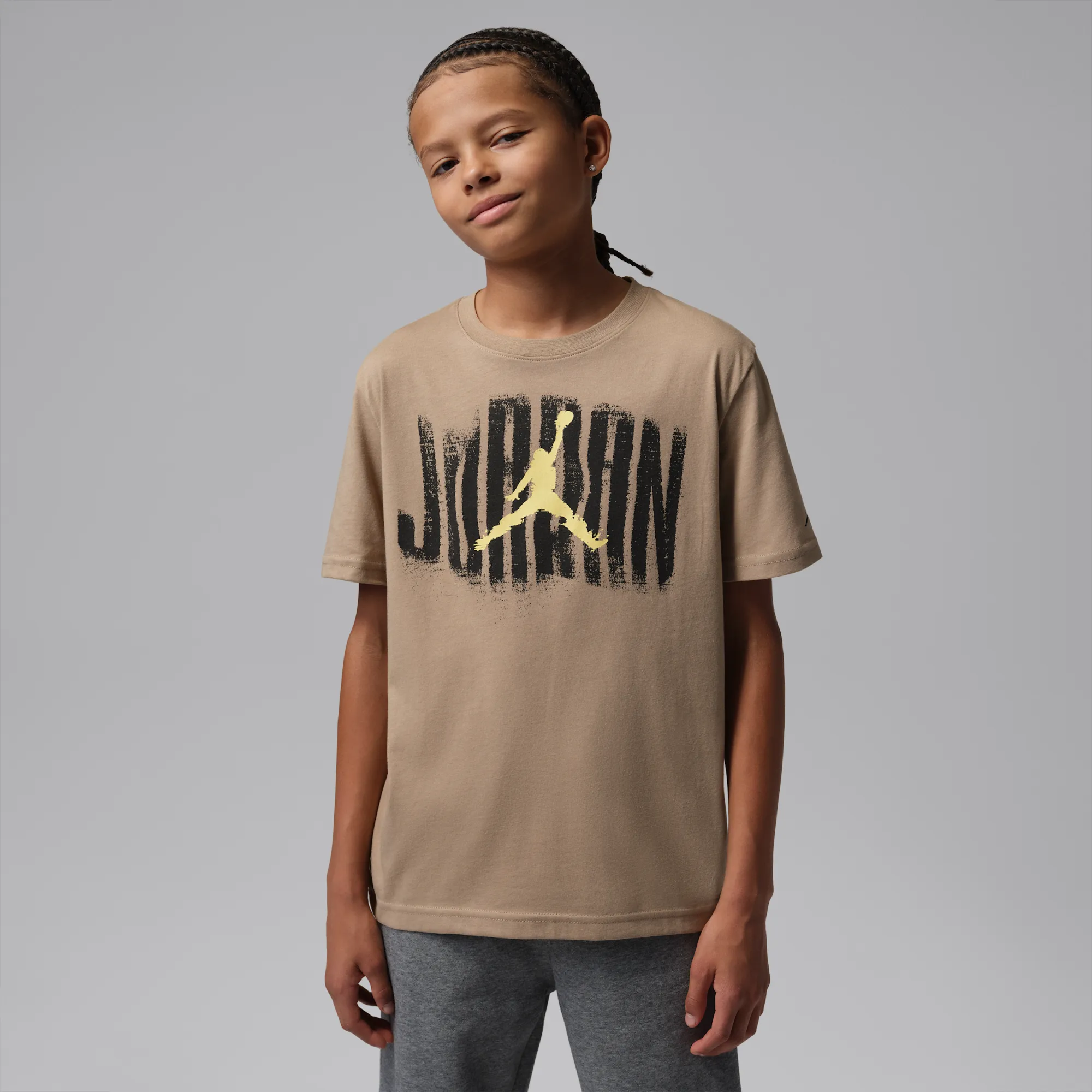 Nike Jordan Older Kids' Distressed T-Shirt - Brown