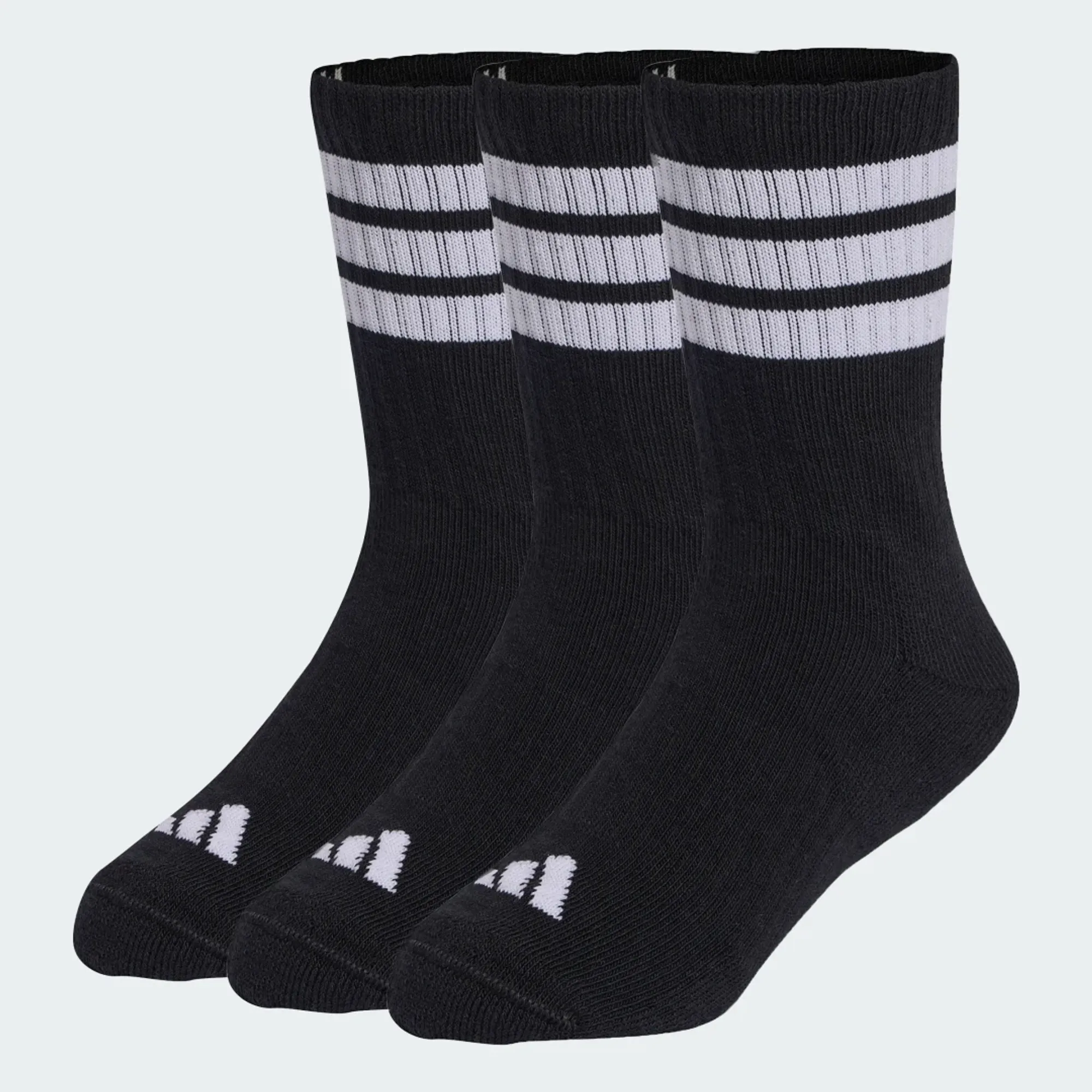 adidas Kids 3-Stripes Cushioned Crew Socks 3 Pair Pack