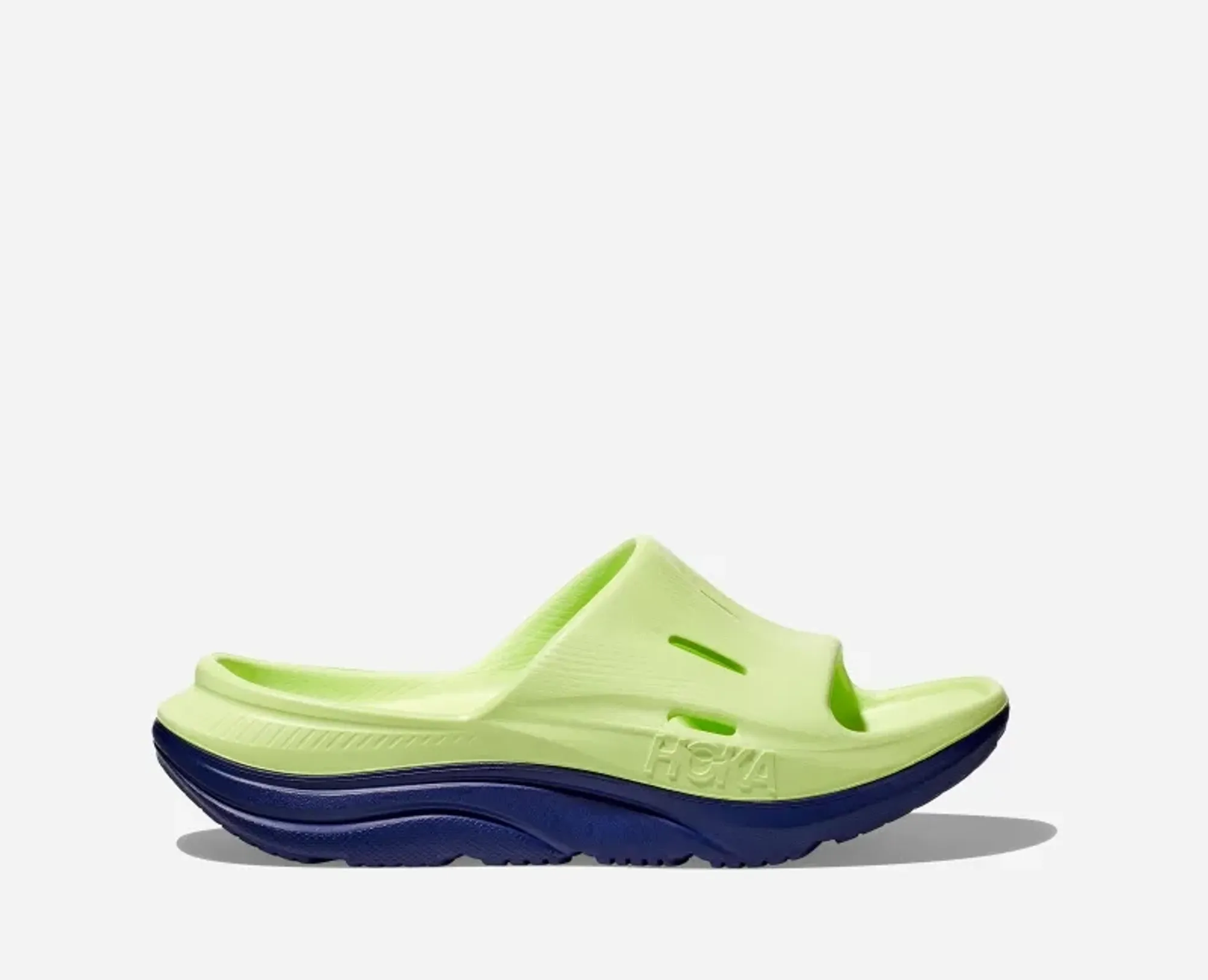 Hoka Kid's Ora Recovery Slide 3 In Lettuce/Bellwether Blue
