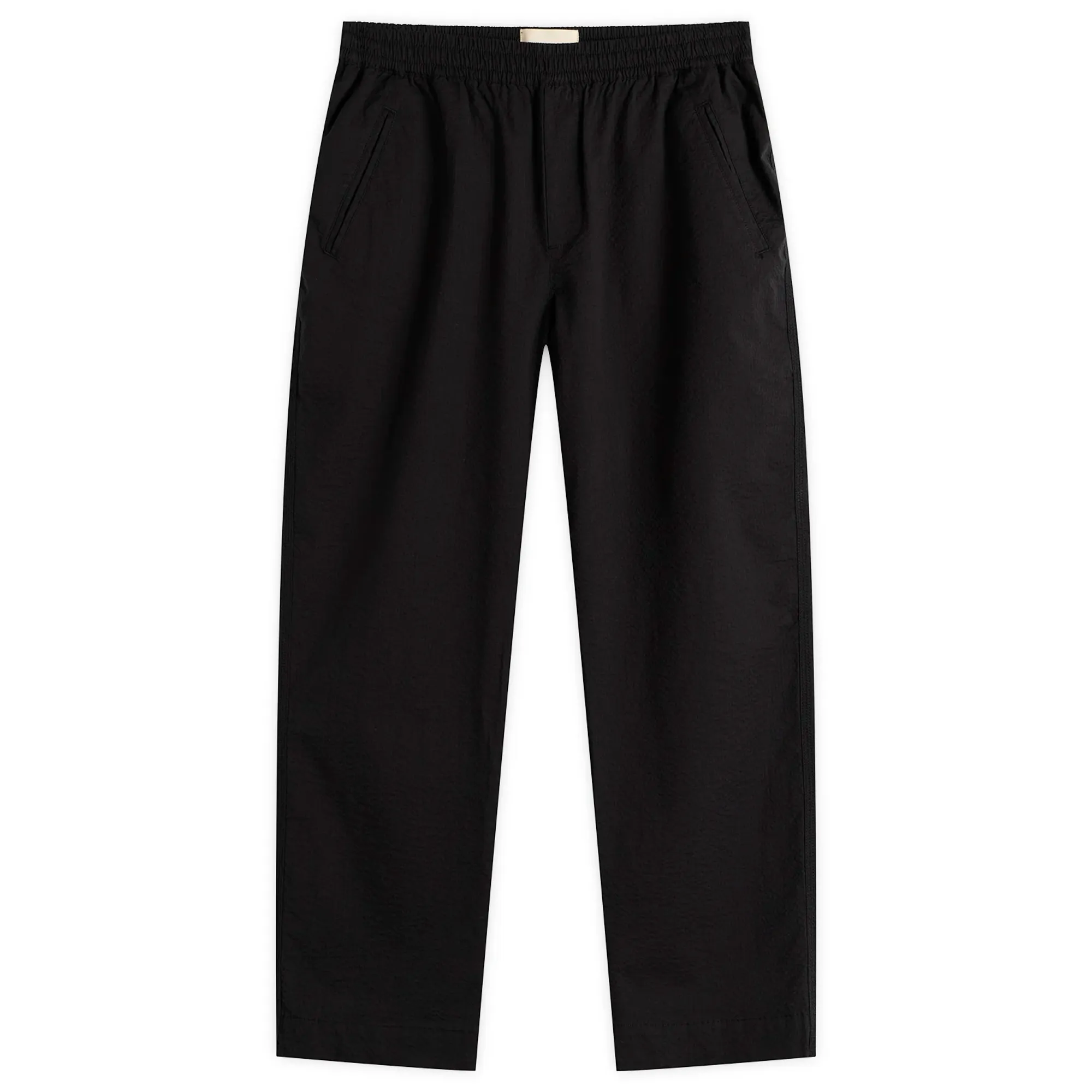 Folk Men's Drawcord Assembly Pant Black Seersucker
