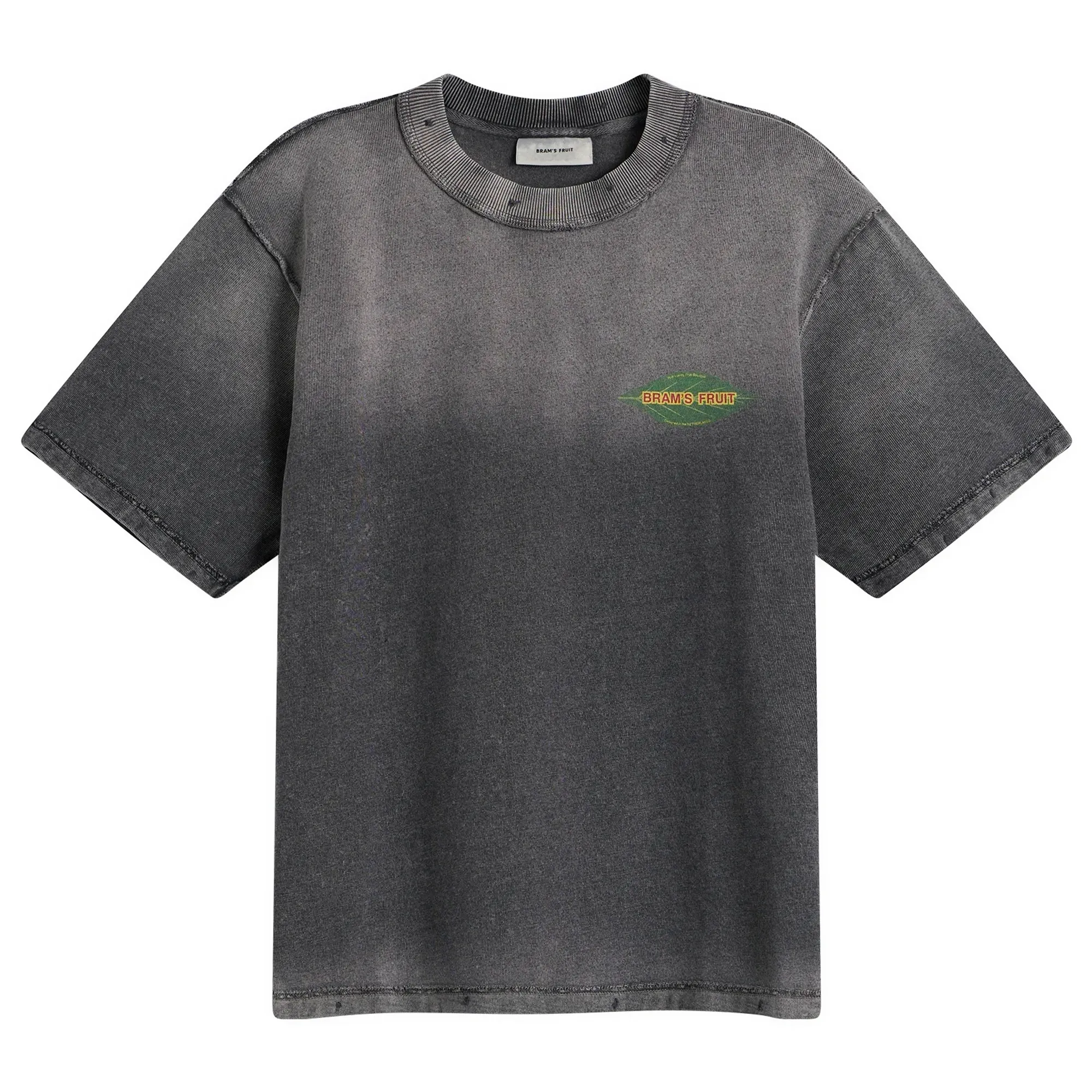 Bram's Fruit Men's Distressed Leaf T-Shirt Shadow Black