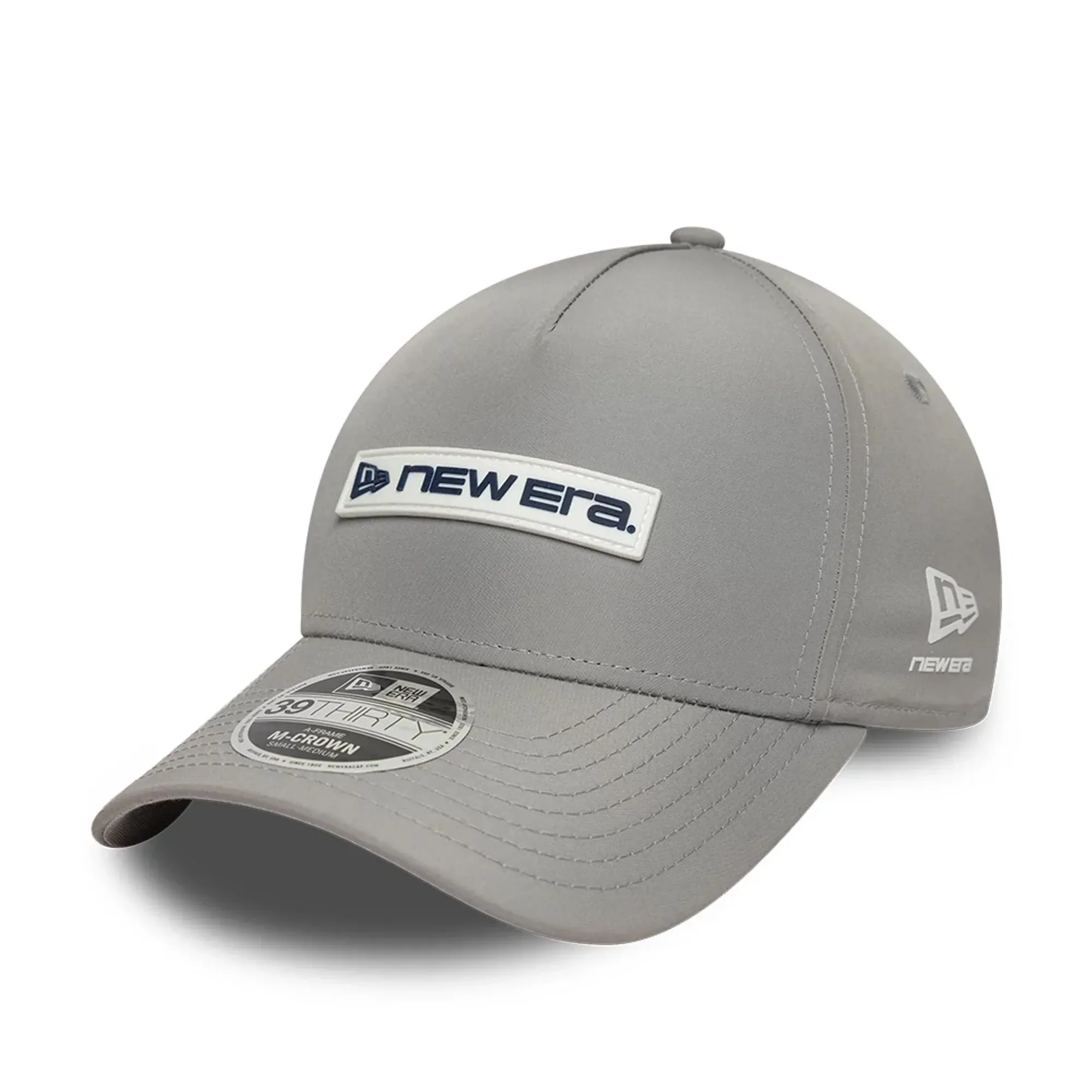 New Era Rubber Patch Grey 39THIRTY M-Crown A-Frame Stretch Fit Cap adult unisex
