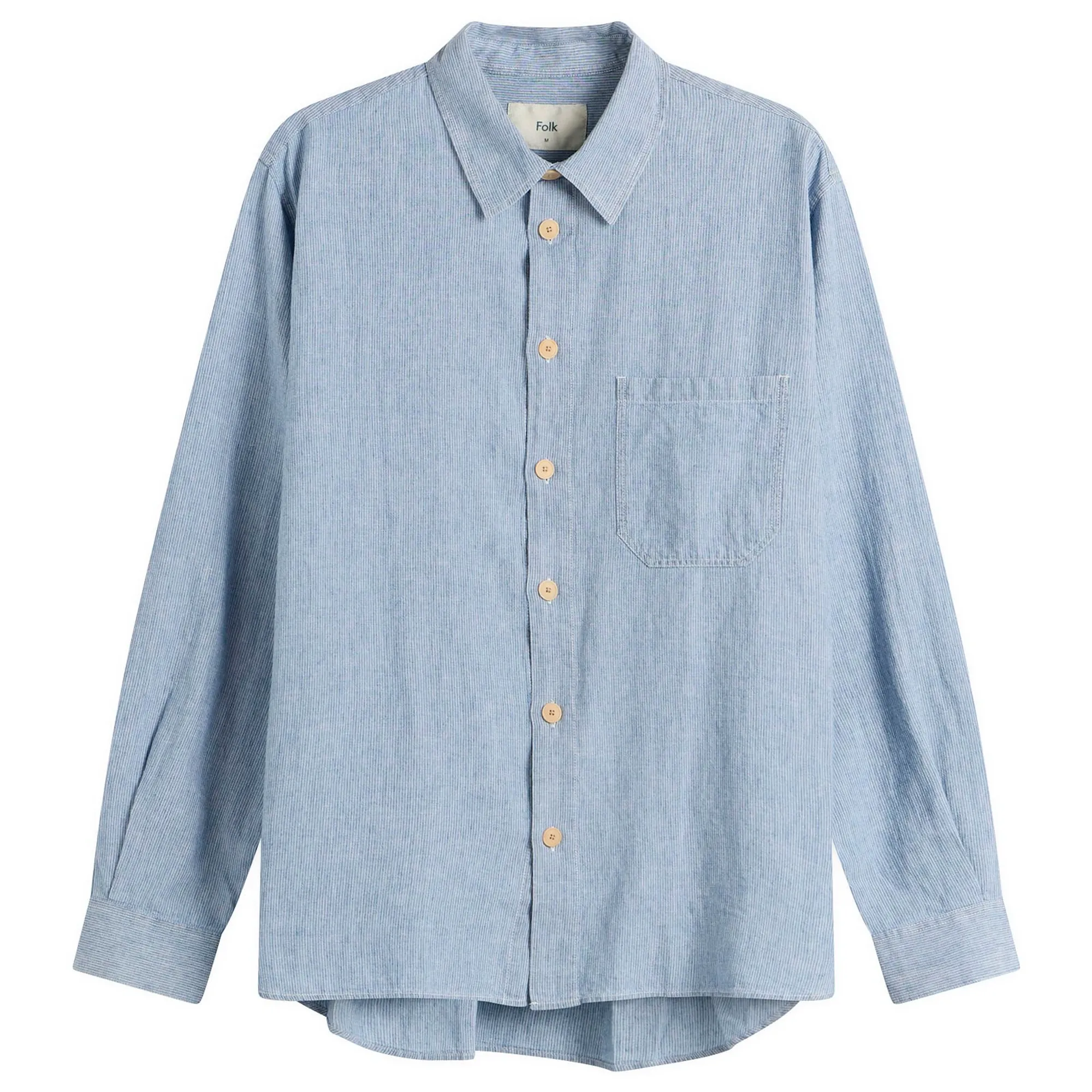 Folk Men's Easy Fit Shirt Washed Indigo Stripe