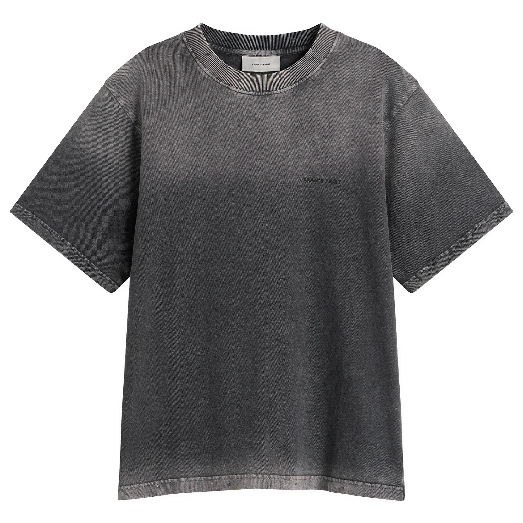 Bram's Fruit Men's Distressed Big Lemon Outline T-Shirt Shadow Black
