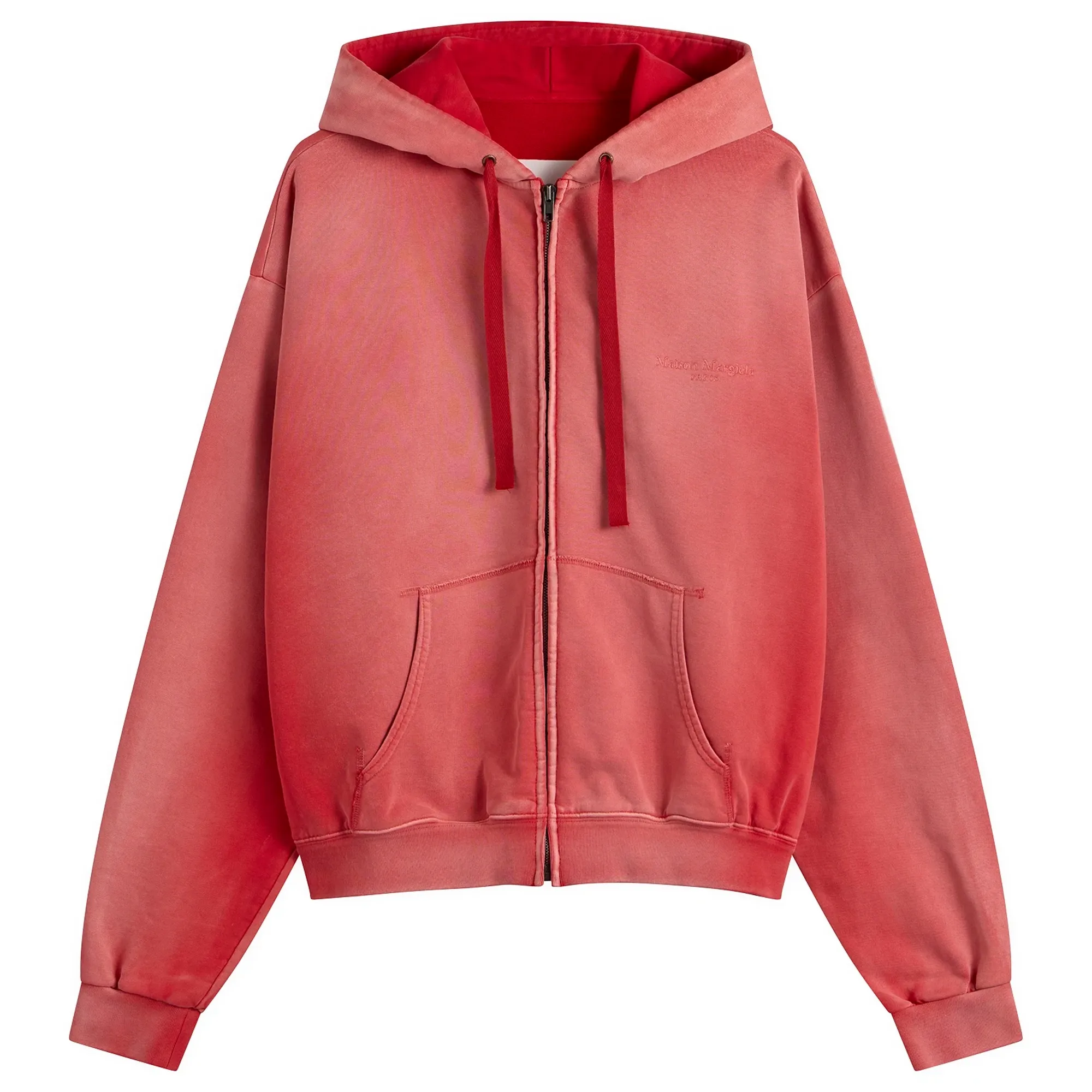 Maison Margiela Men's Vintage Washed Shrunked Hoodie Vintage Red