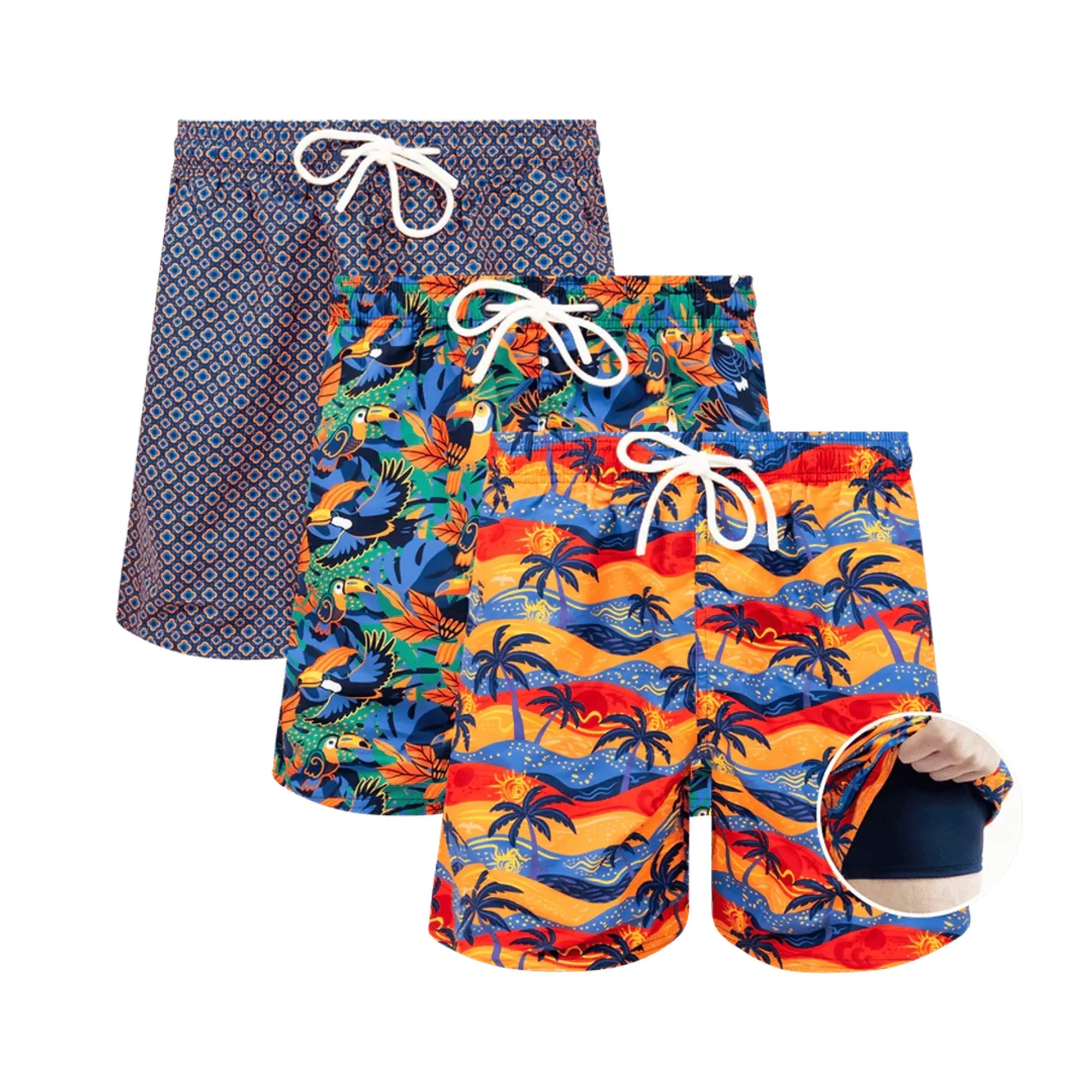 Sunset Bundle - Mens Compression Swim Shorts 3 Pack