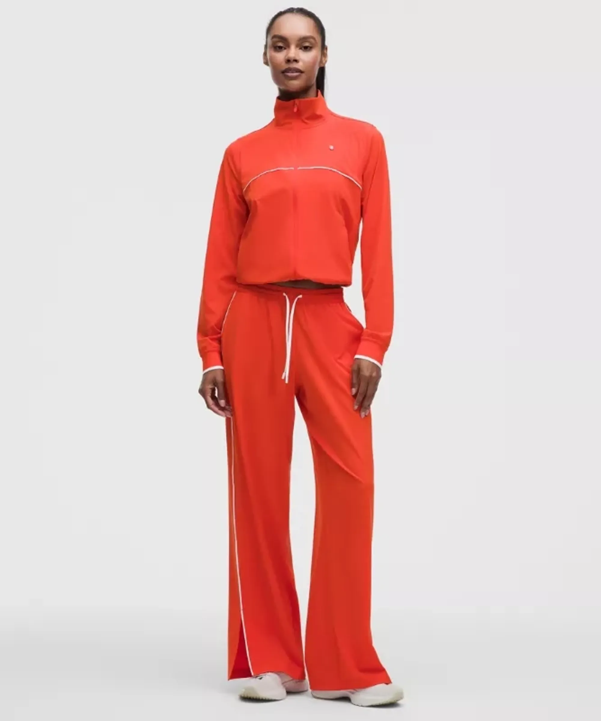lululemon – Women's Court Rival Wide-Leg Track Pants Regular – Color White/Red – Size 12