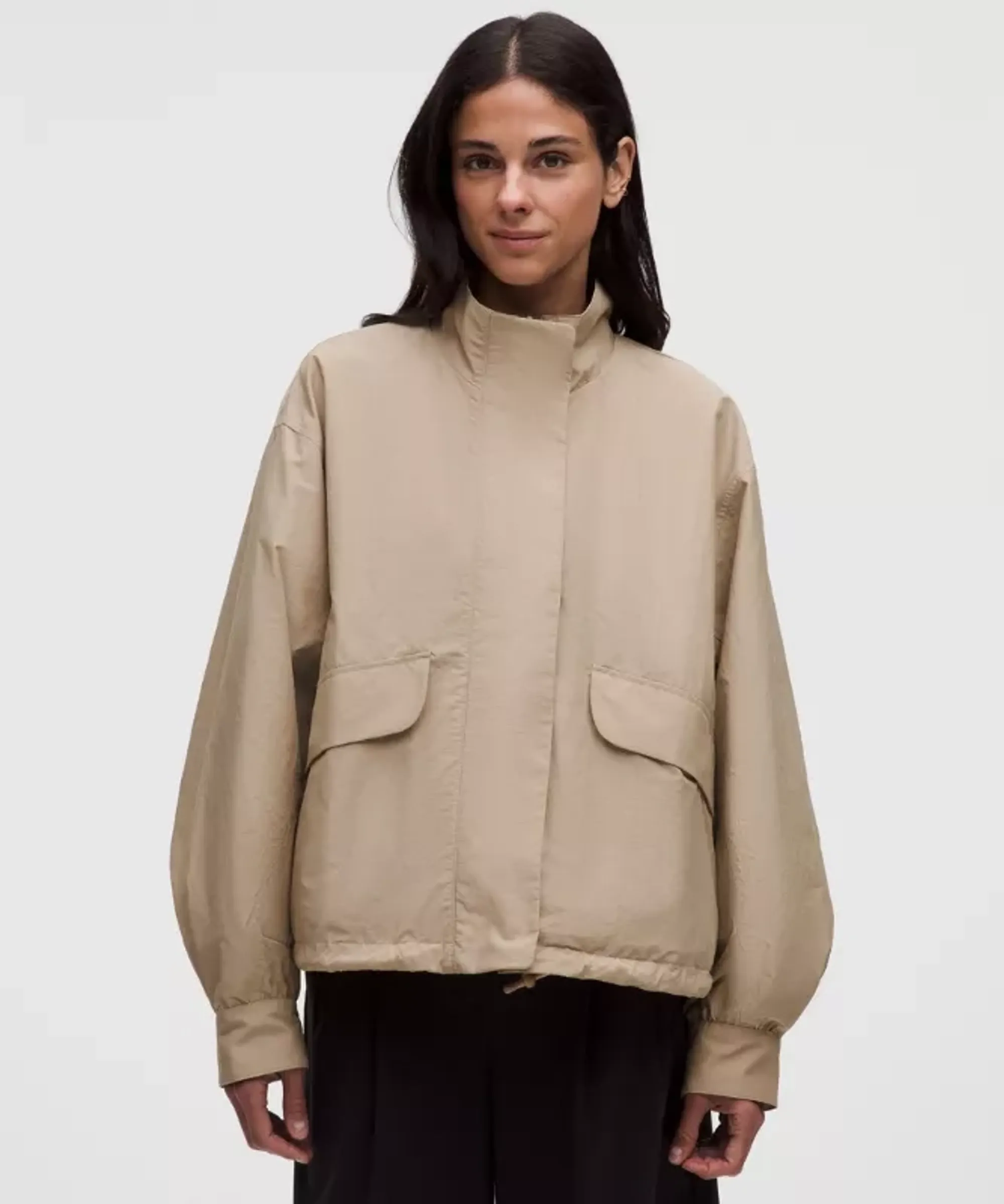 lululemon – Women's Oversized Cinch-Hem Reversible Jacket – Color Khaki/White – Size XS