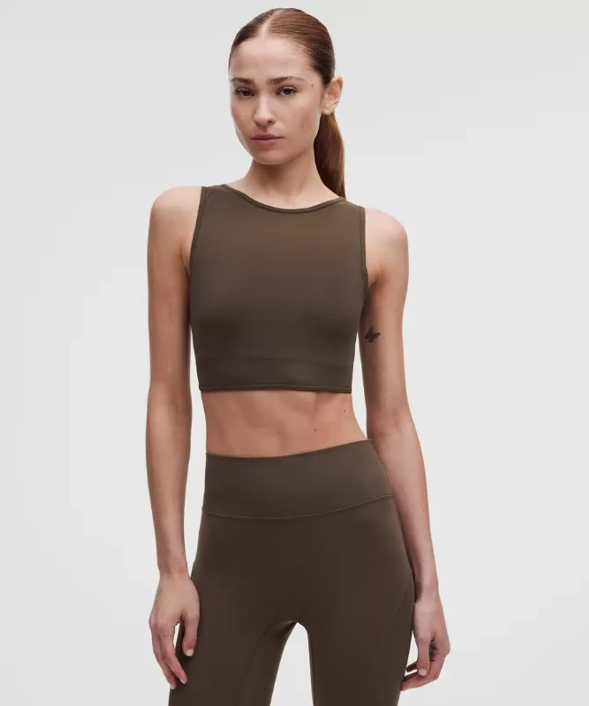lululemon – Women's Bend This Mesh Bandeau and V-Neck Sports Bra Light Support, A-C Cups – Color Brown – Size 2XS/XS