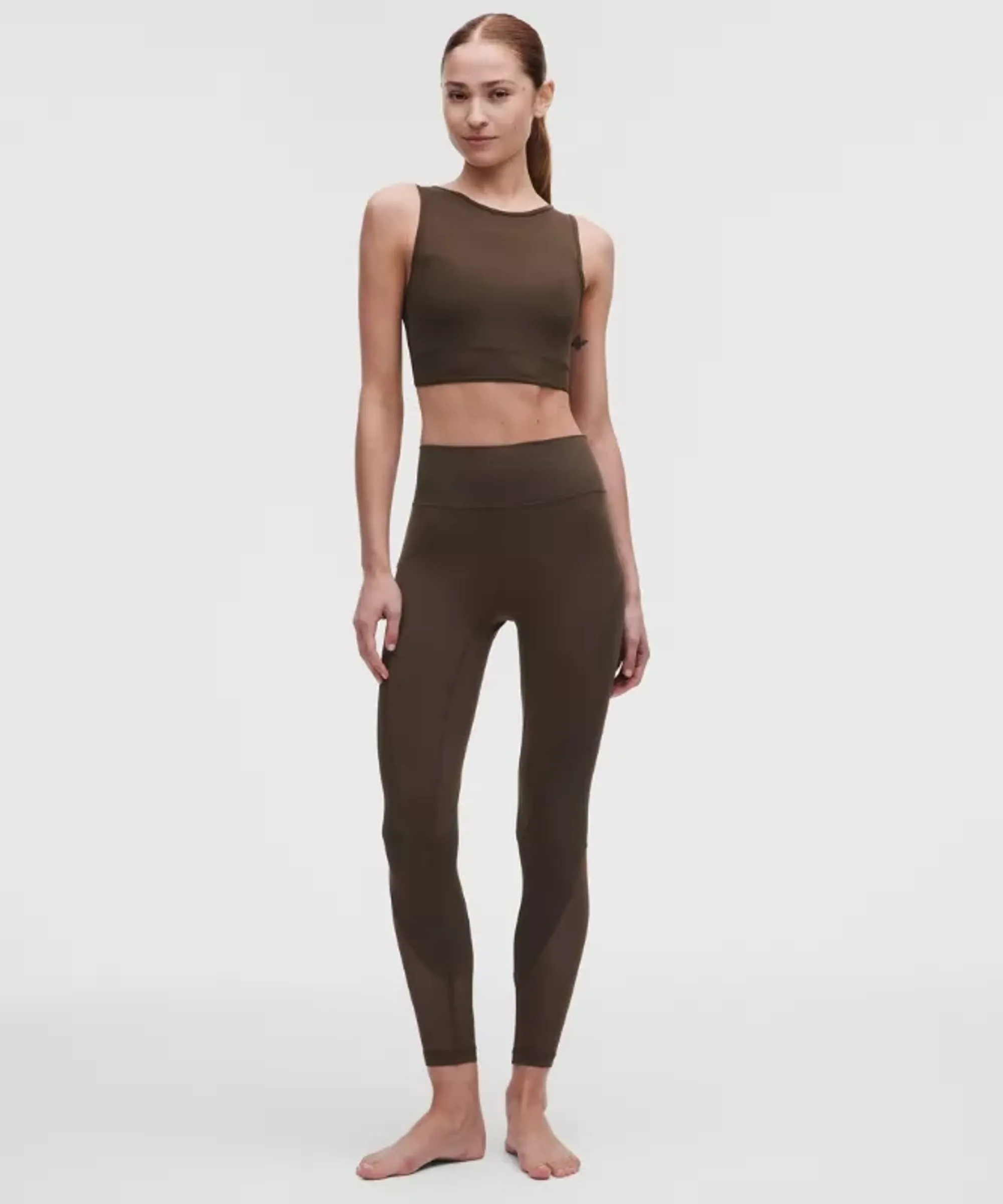 lululemon – Women's Nulu and Mesh No Line High-Rise Studio Tight Leggings – 25" – Color Brown – Size 4