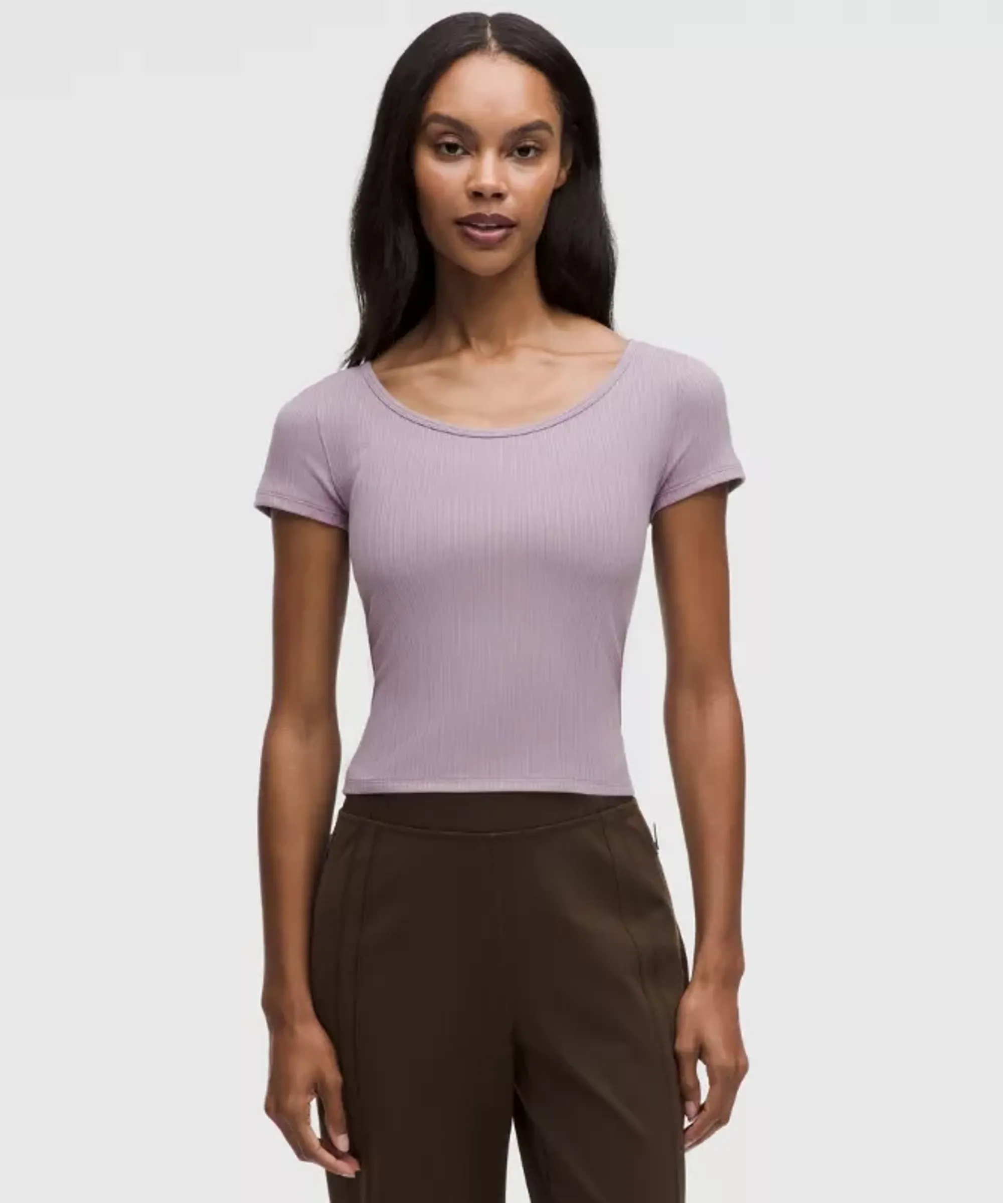 lululemon – Women's Hold Tight Micro-Rib Cross-Back T-Shirt – Color Purple/Pastel – Size 2