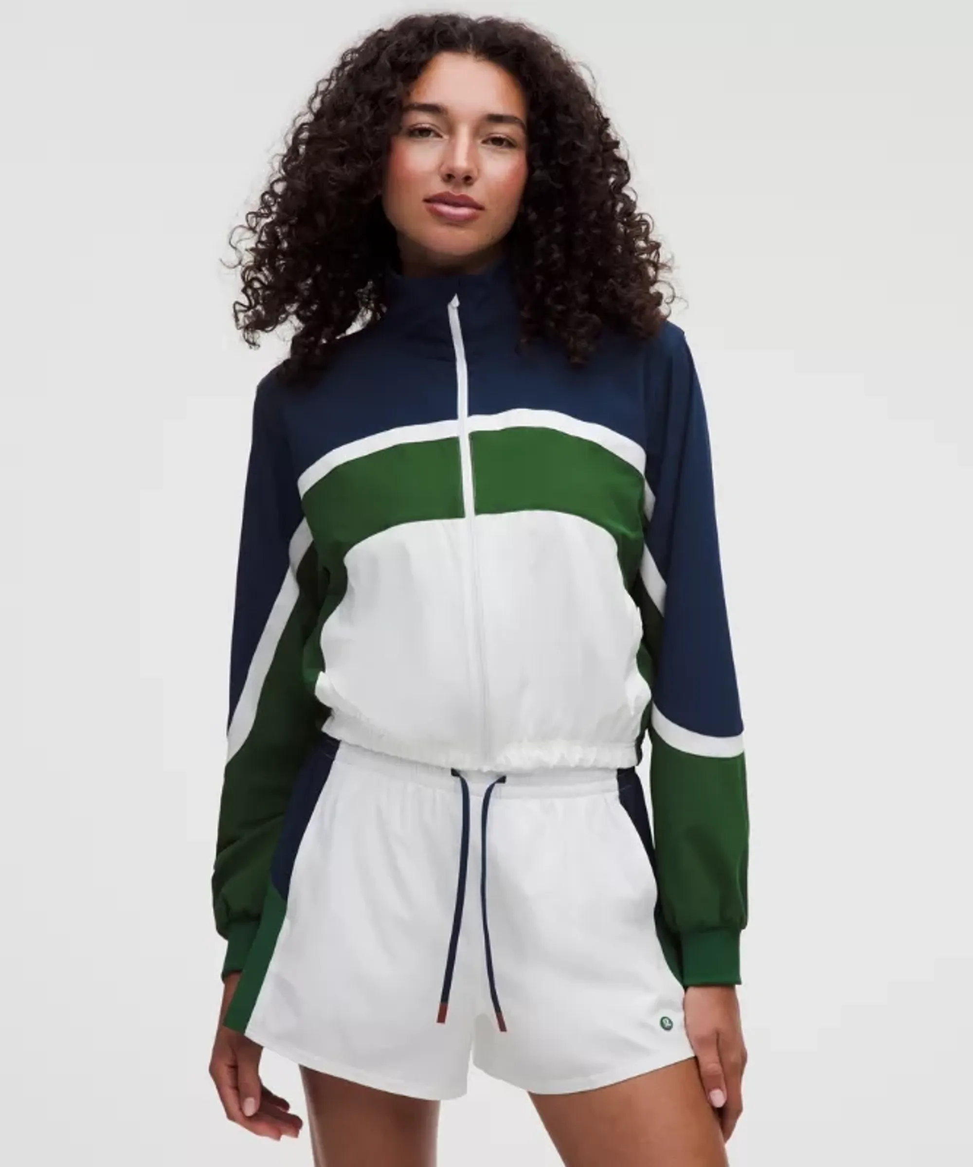 lululemon – Women's Court Champ UV-Protective Tennis Jacket – Color White/Blue/Green – Size Medium