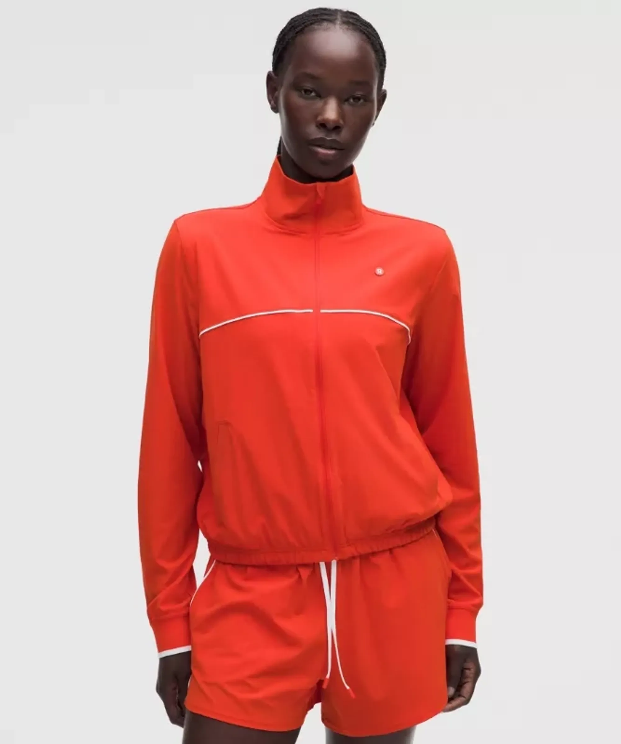 lululemon – Women's Court Rival Tennis Track Jacket – Color White/Red – Size 12