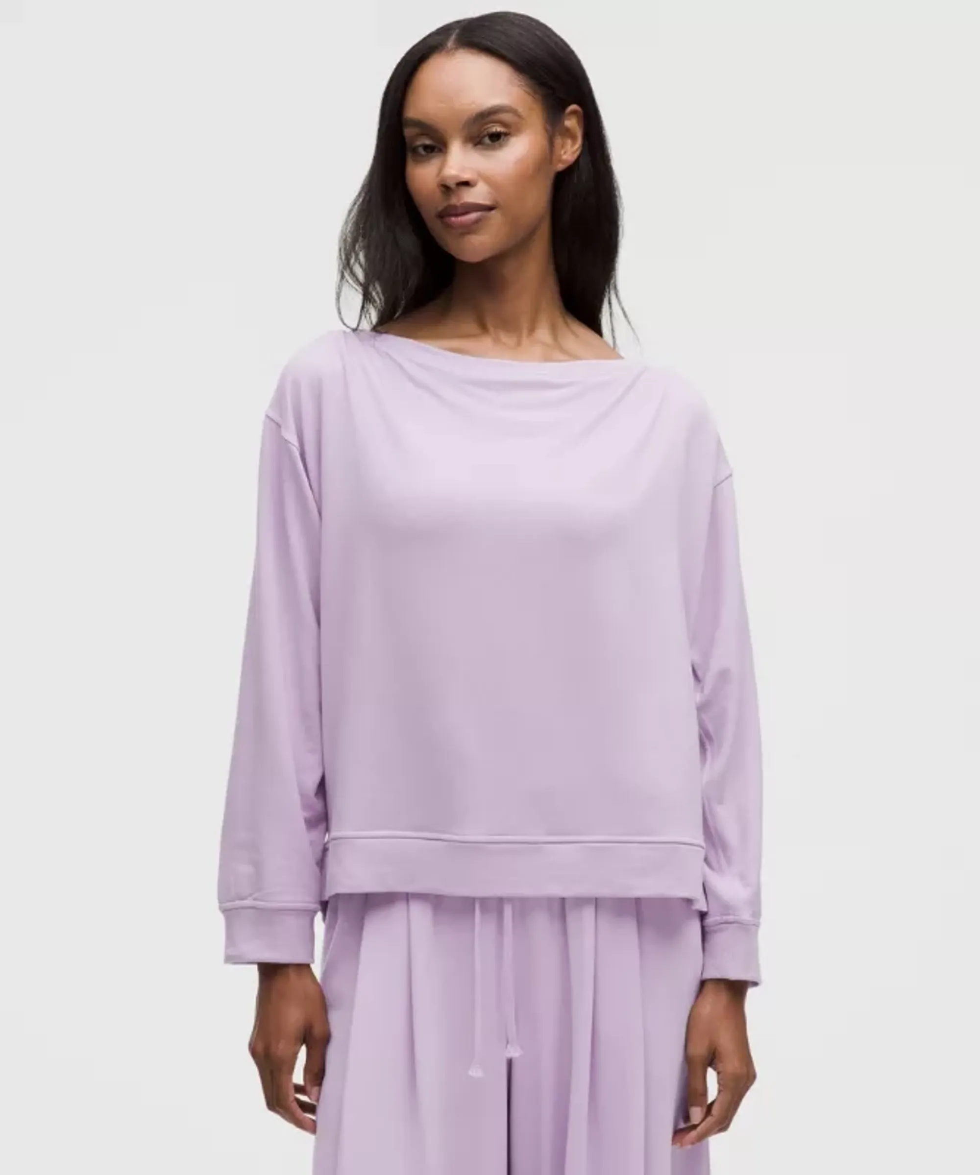 lululemon – Women's BeCalm Oversized Boatneck Long-Sleeve Shirt – Color Purple – Size 2XS
