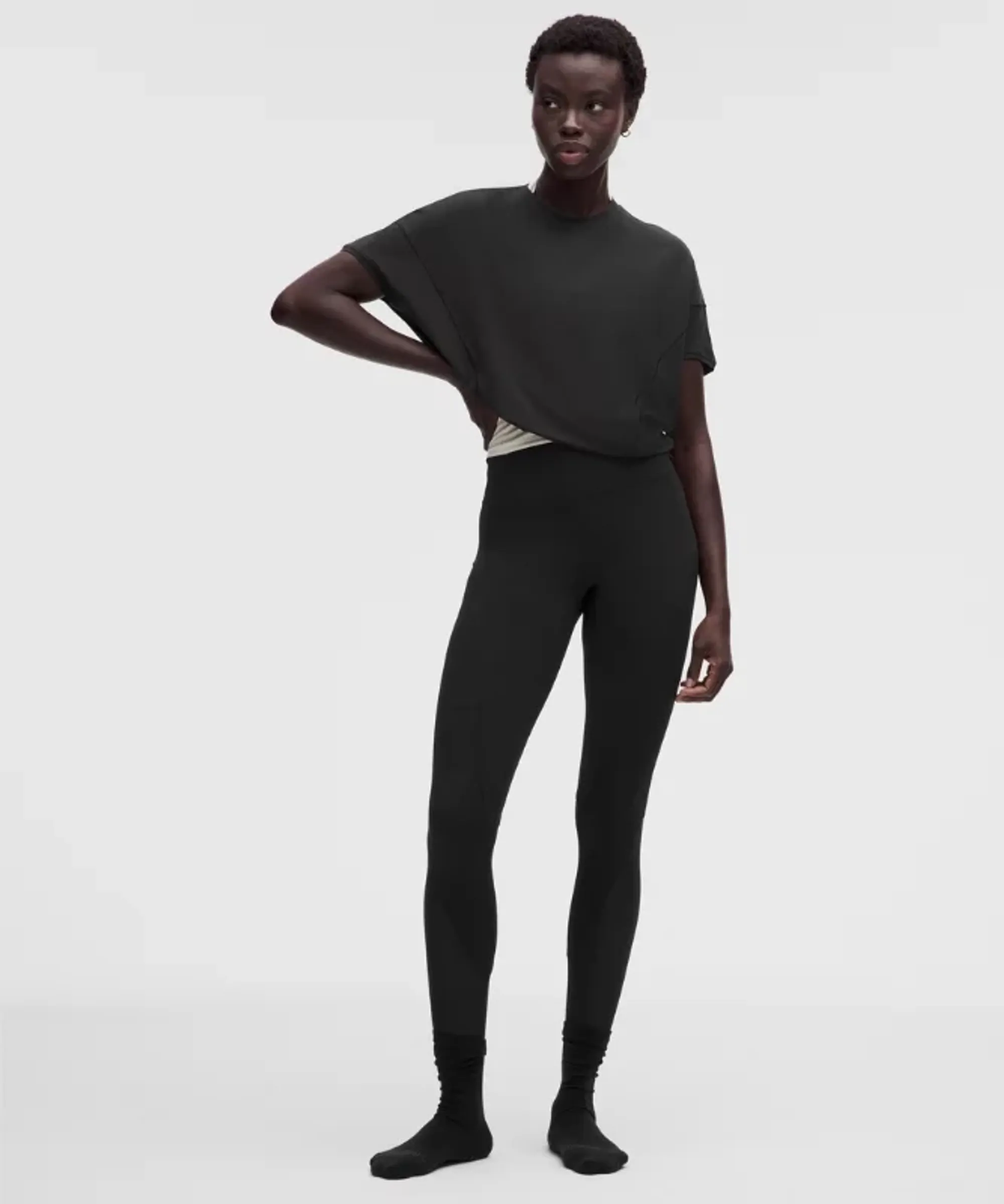 lululemon – Women's Nulu and Mesh No Line High-Rise Studio Tight Leggings – 25" – Color Black – Size 4