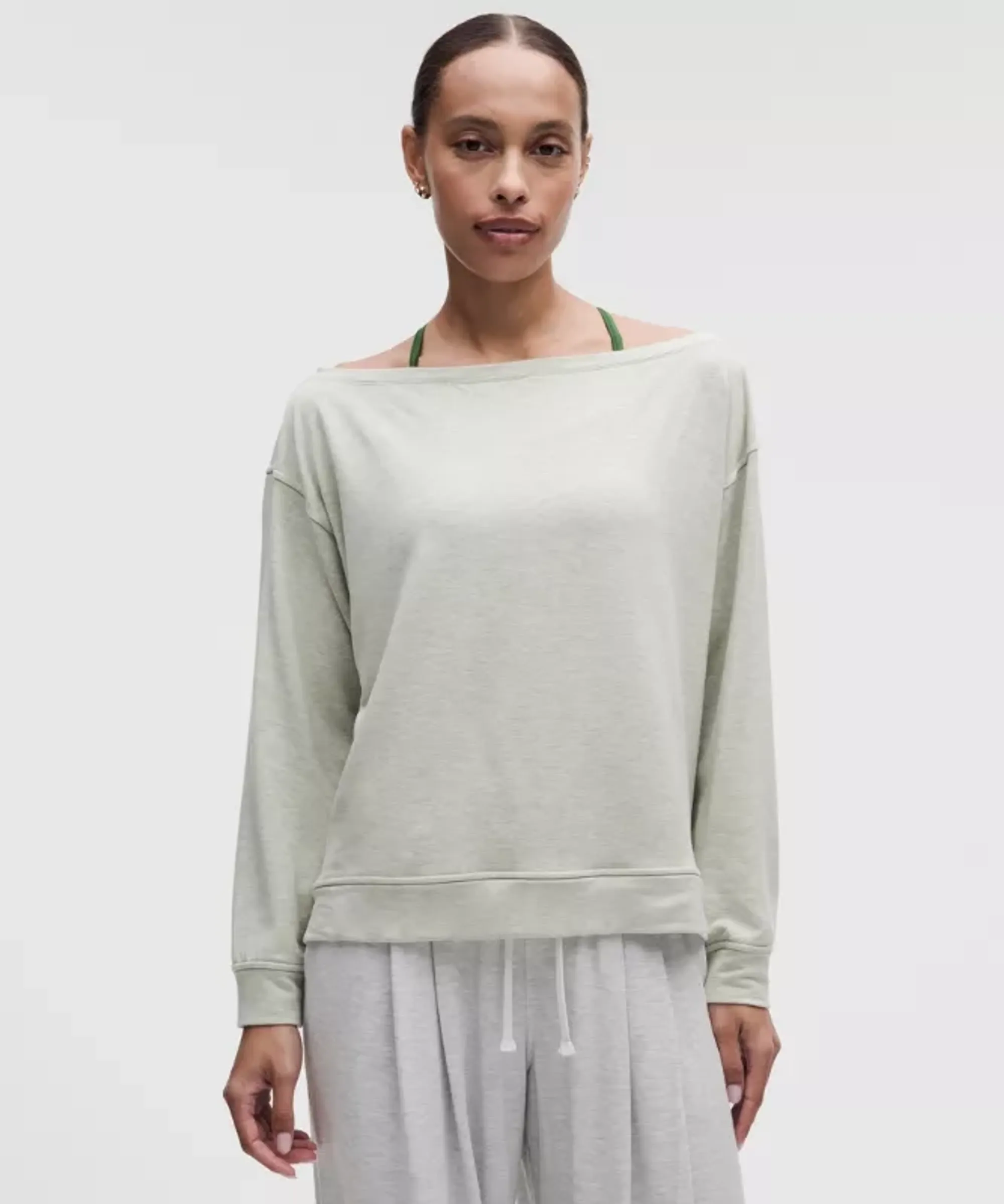 lululemon – Women's BeCalm Oversized Boatneck Long-Sleeve Shirt – Color Grey – Size Medium