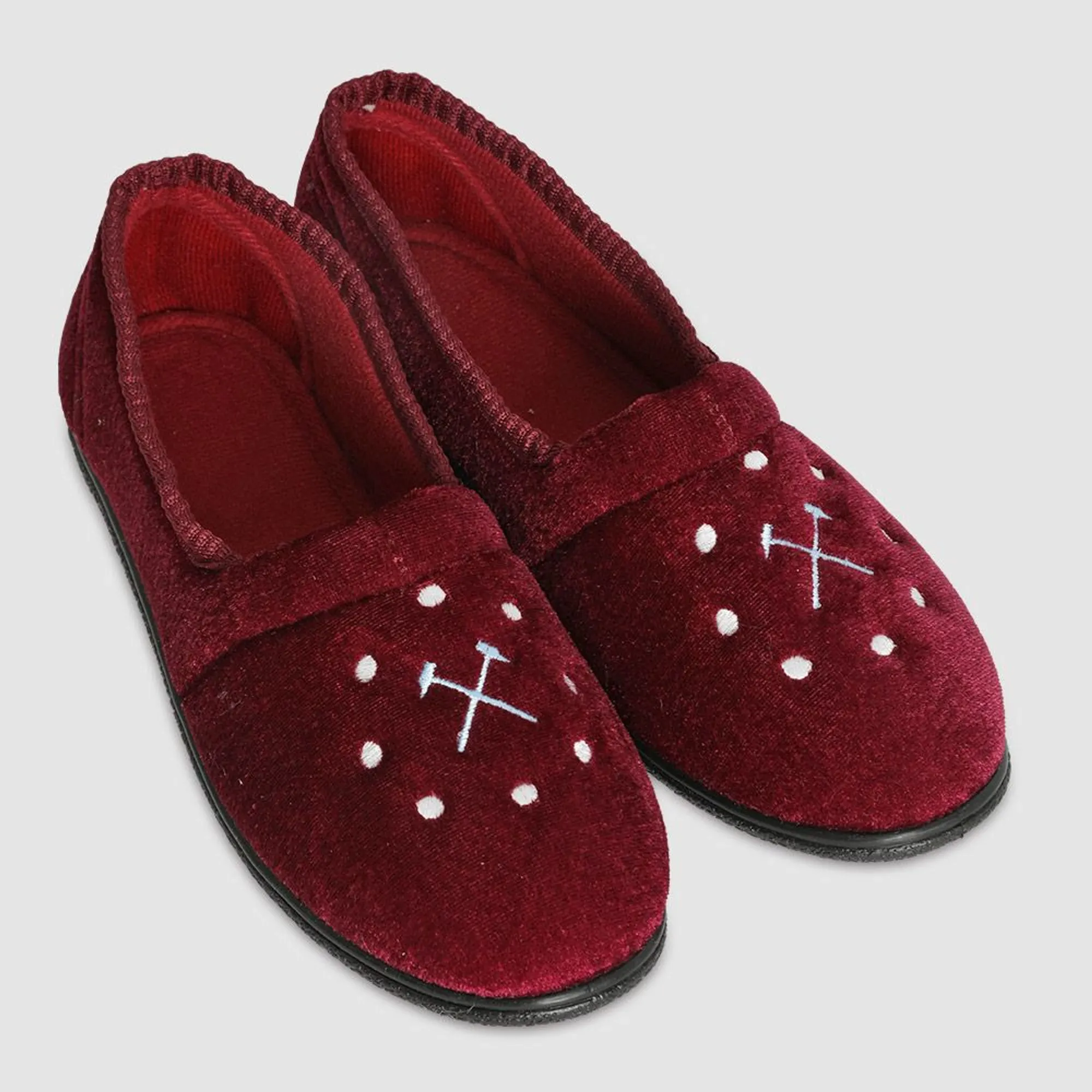West Ham Womens Claret Velour Slippers