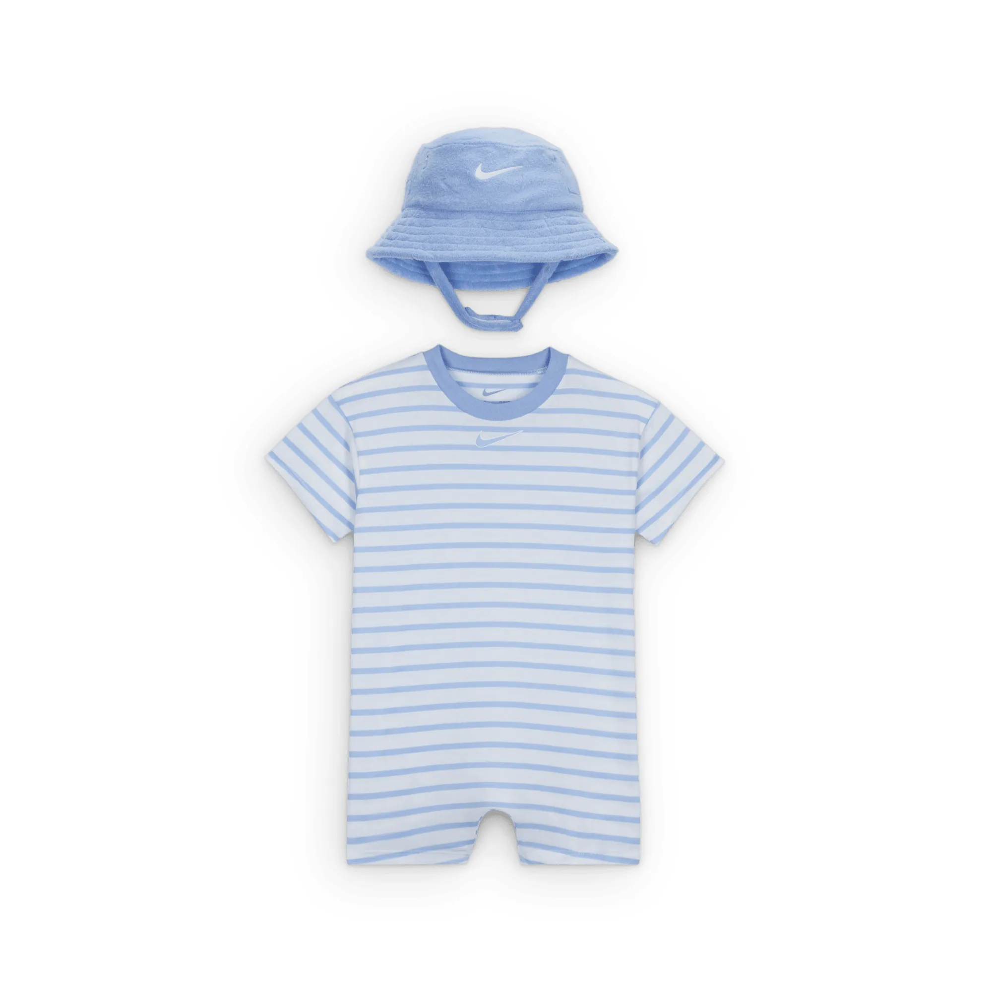 Nike Baby Short Sleeve Romper with Bucket Hat - Blue