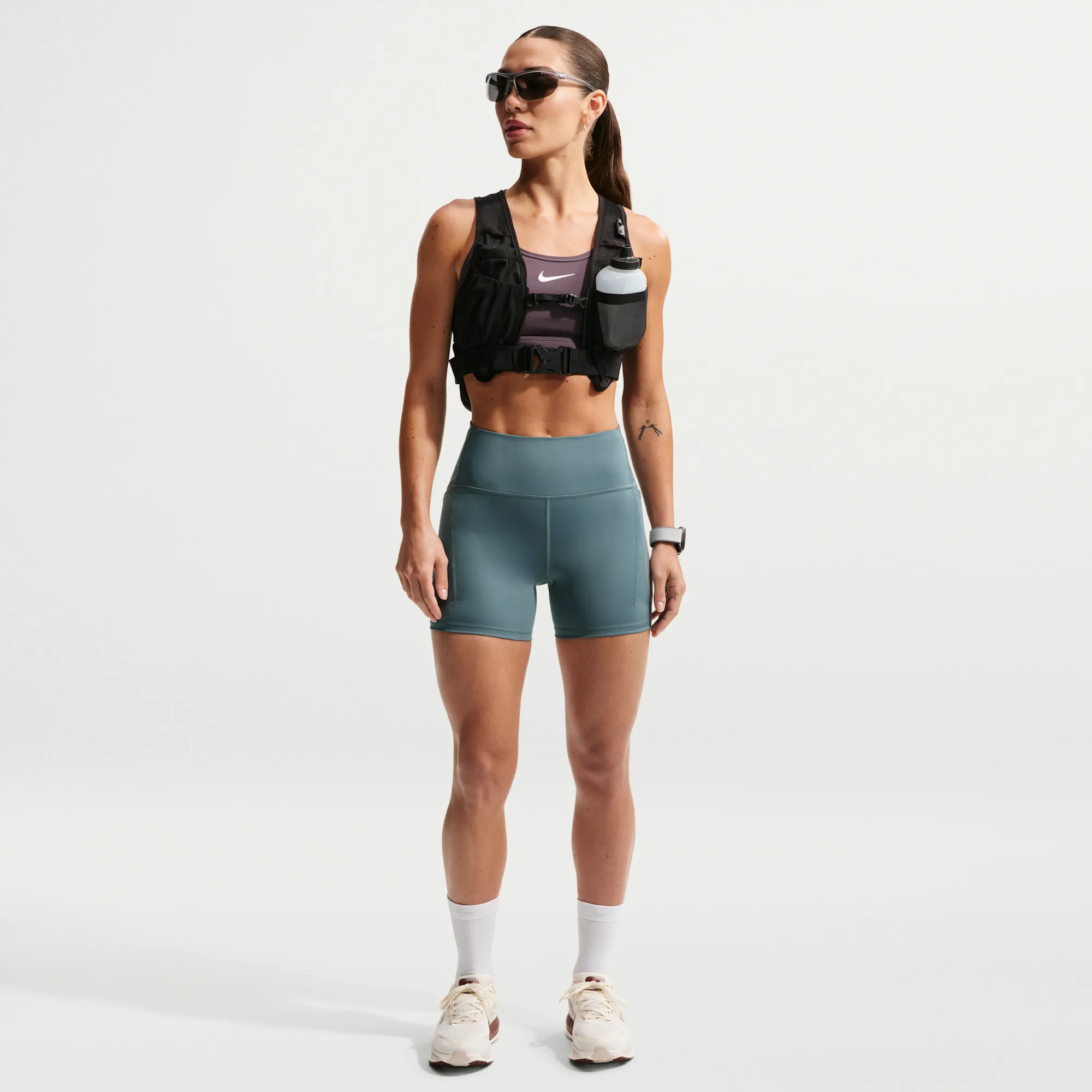 Nike Swift High-Waisted Tight Running Shorts - Grey - Polyester