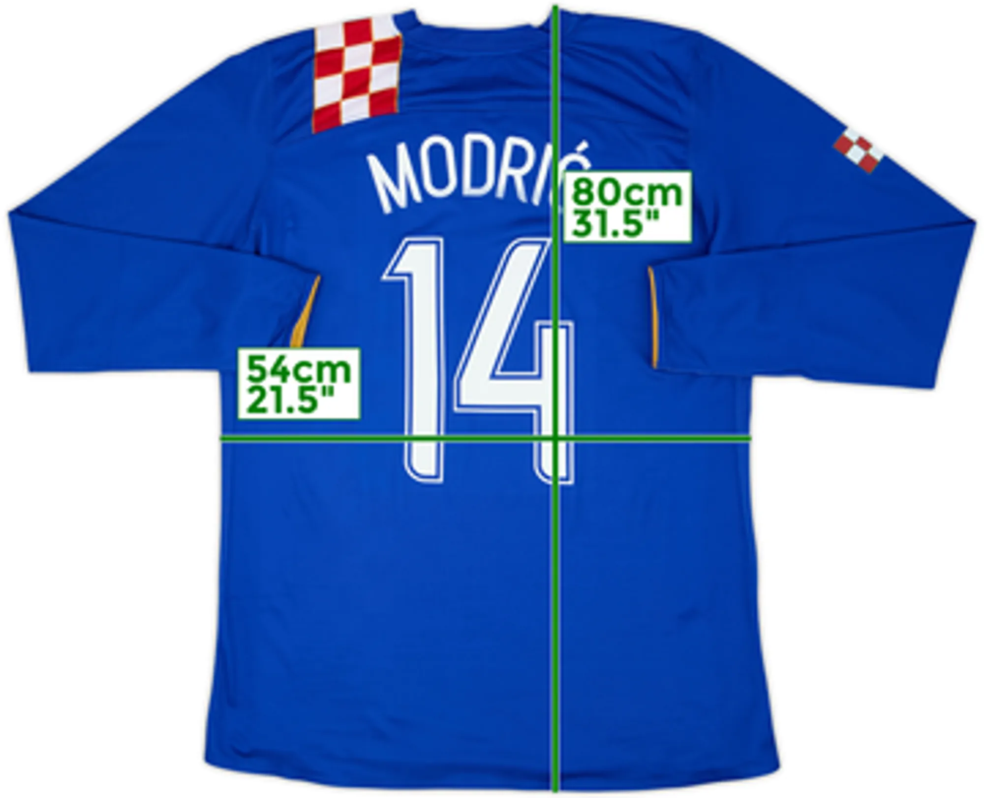 2006-08 Croatia Player Issue Away L/S Shirt Modric #14 - 9/10 - (XL)