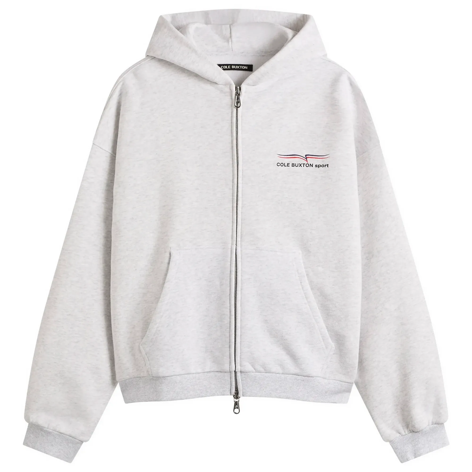 Cole Buxton Men's Sport Zipped Hoodie Light Grey Marl