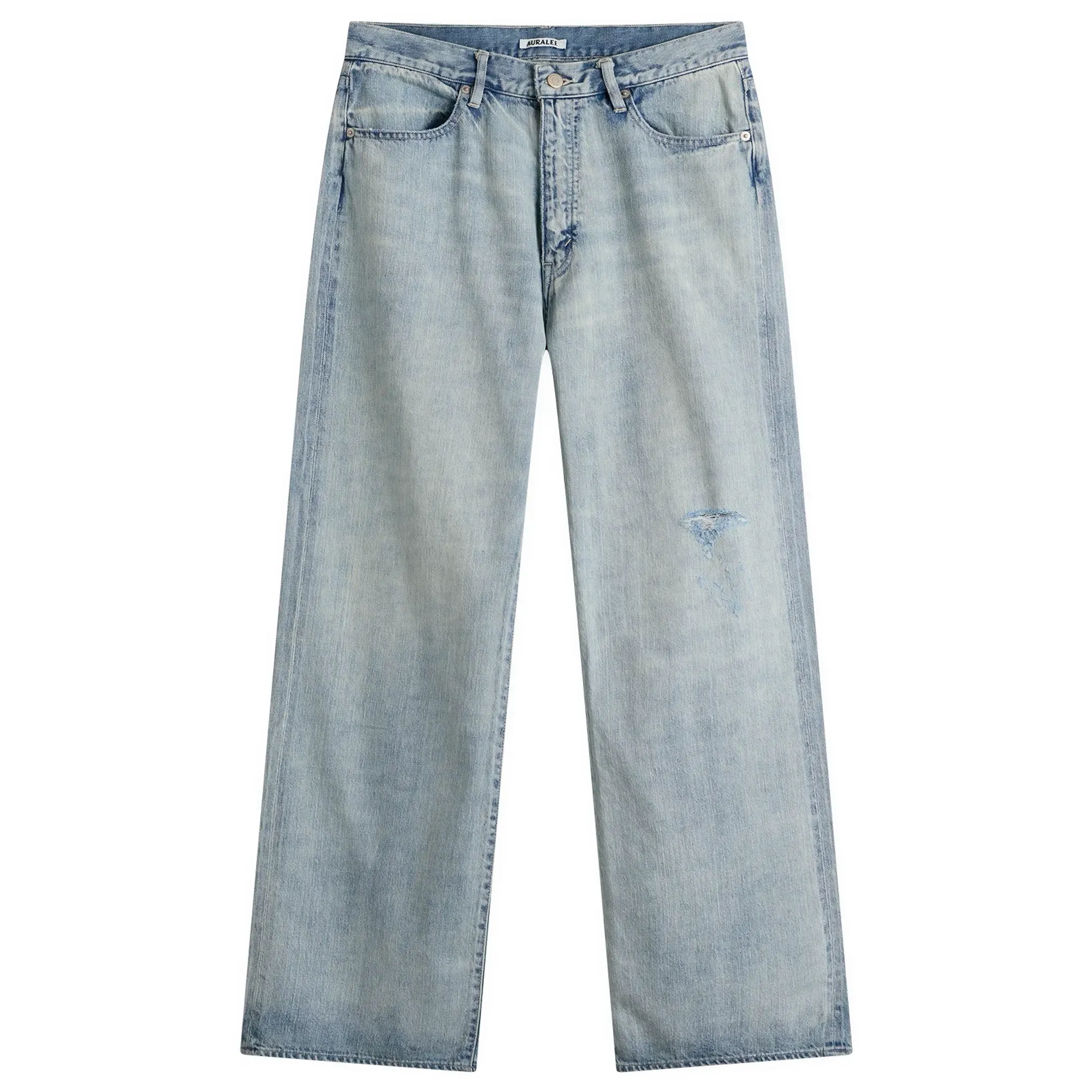 Auralee Women's Faded Selvedge Light Denim Pants Light Indigo