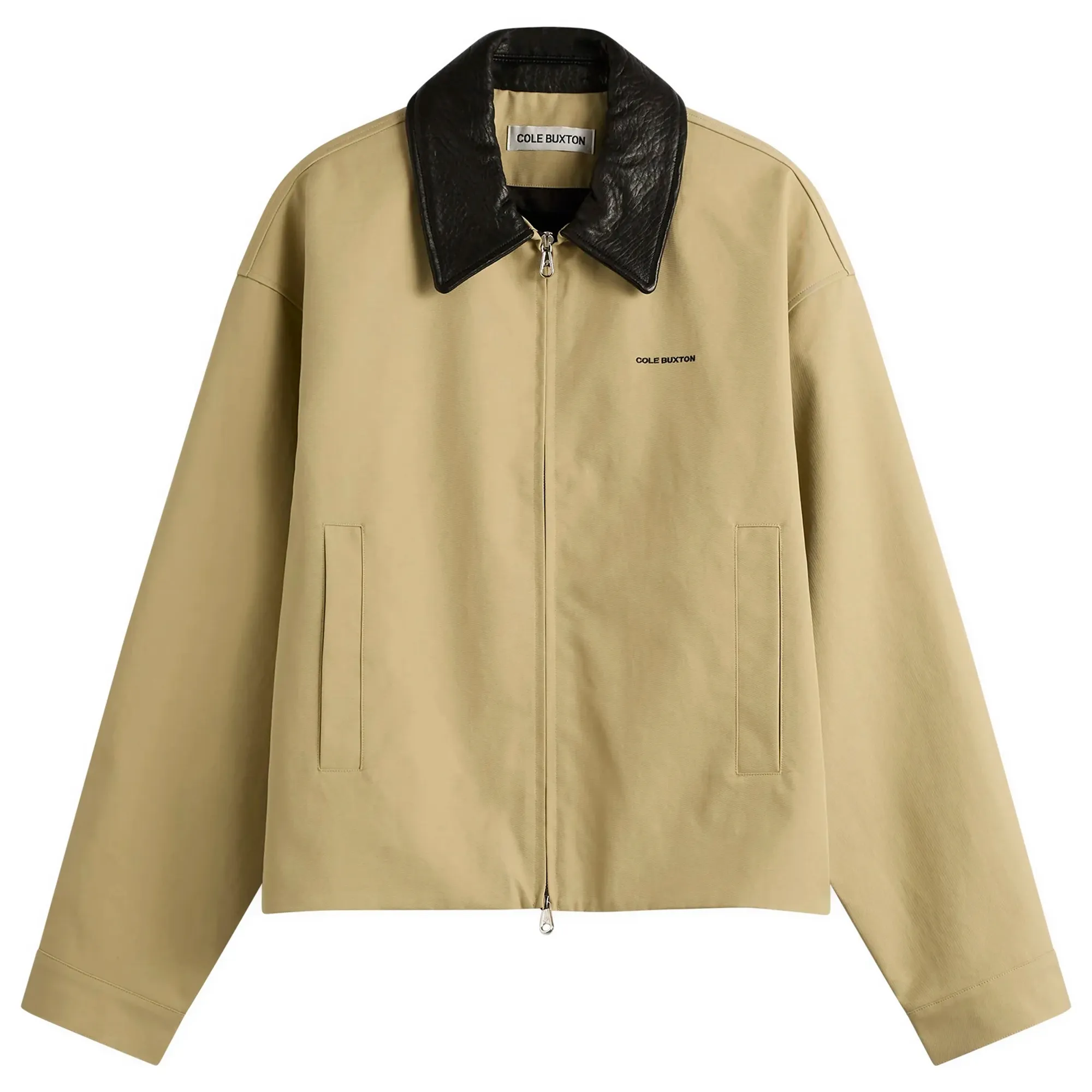 Cole Buxton Men's Leather Collar Cottom Overshirt Sand
