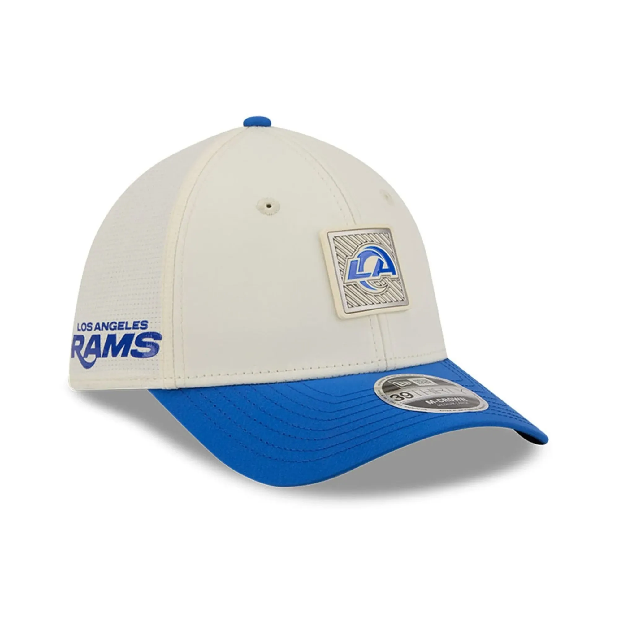LA Rams NFL Training 2026 White 39THIRTY M-Crown Stretch Fit Cap New Era Cap adult unisex