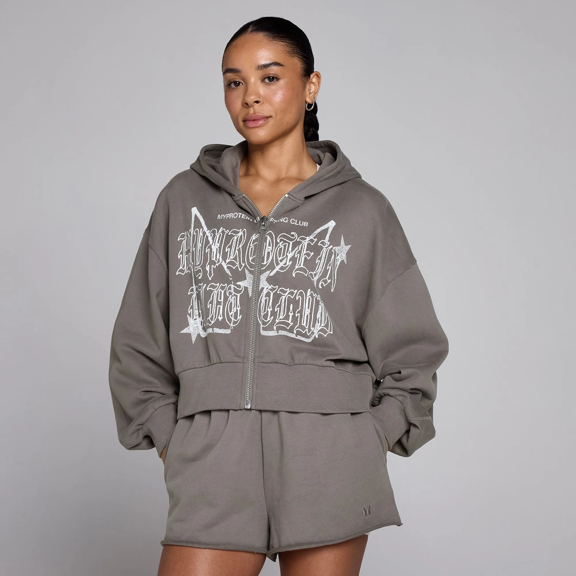 MP Women's Lift Graphic Lifestyle Zip Through Hoodie - Dark Truffle - XS