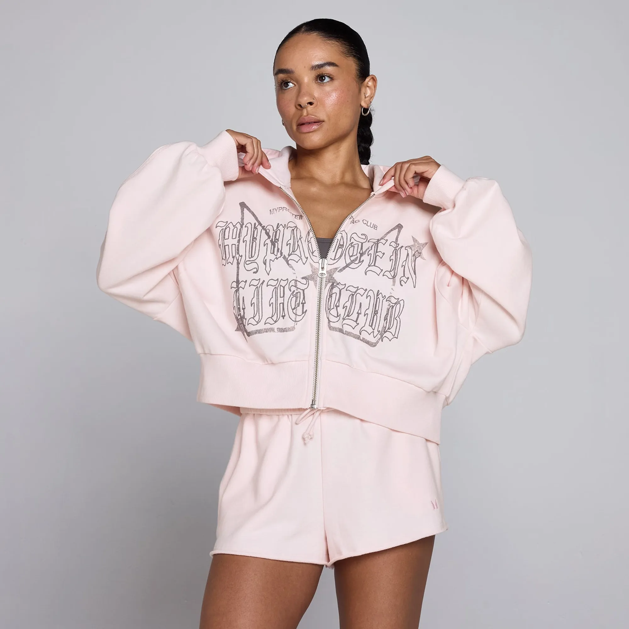 MP Women's Lift Graphic Lifestyle Zip Through Hoodie - Baby Pink - M