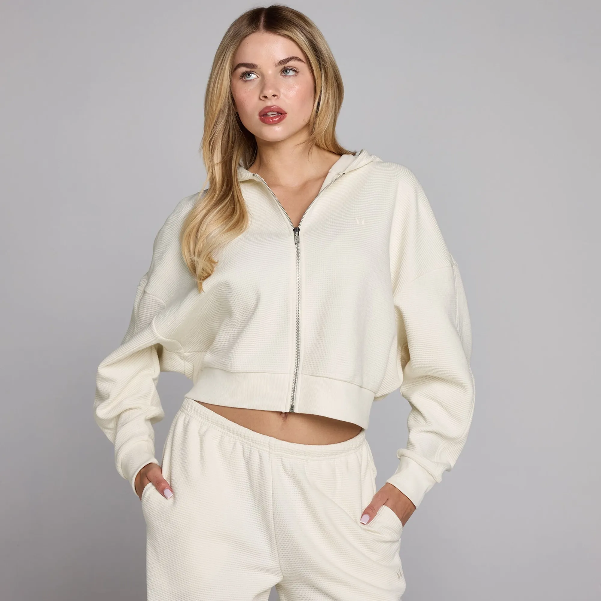 MP Women's Waffle Zip Through Hoodie - Ivory - XS