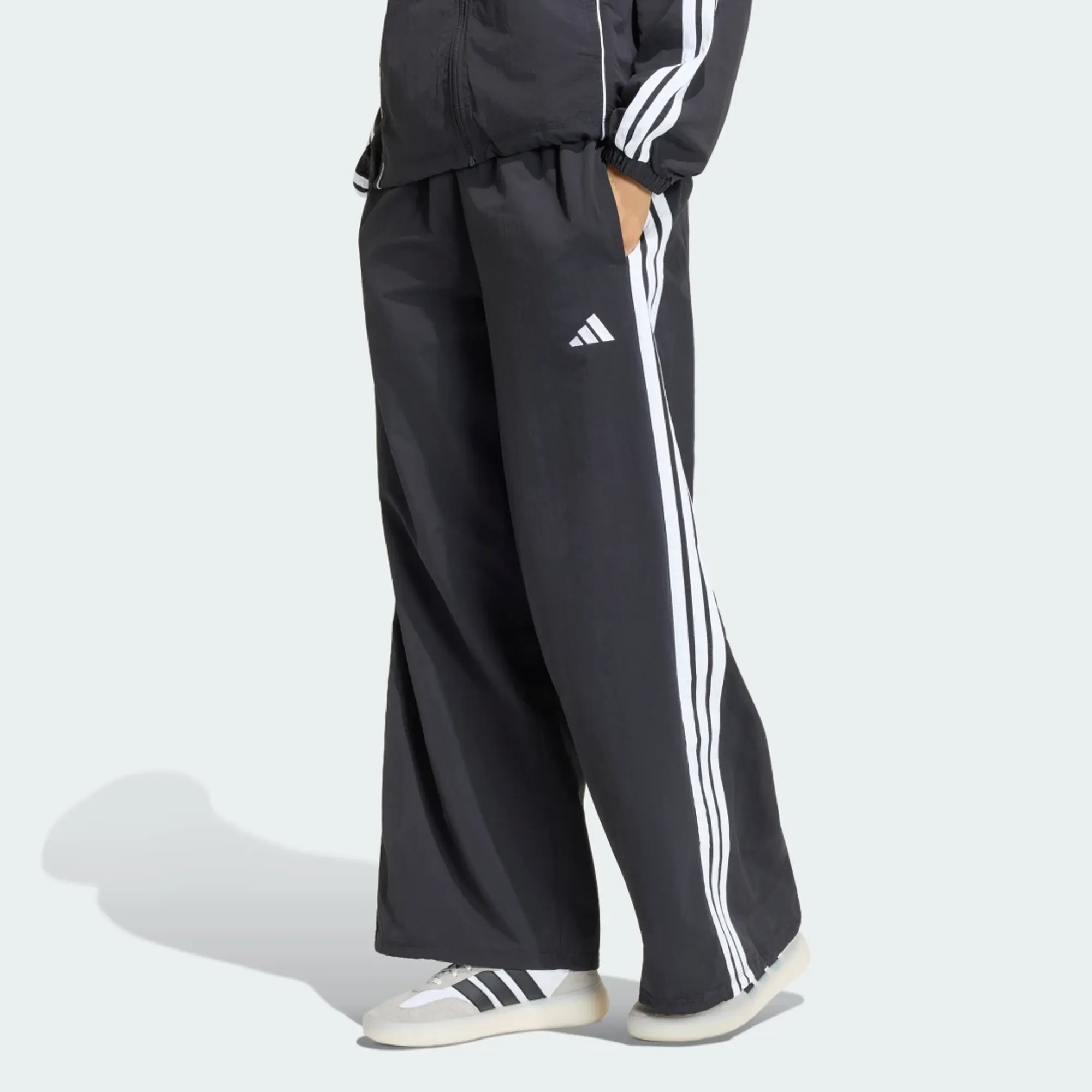 adidas Iconic Woven Wide Leg Track Tracksuit Bottoms with Bunjees