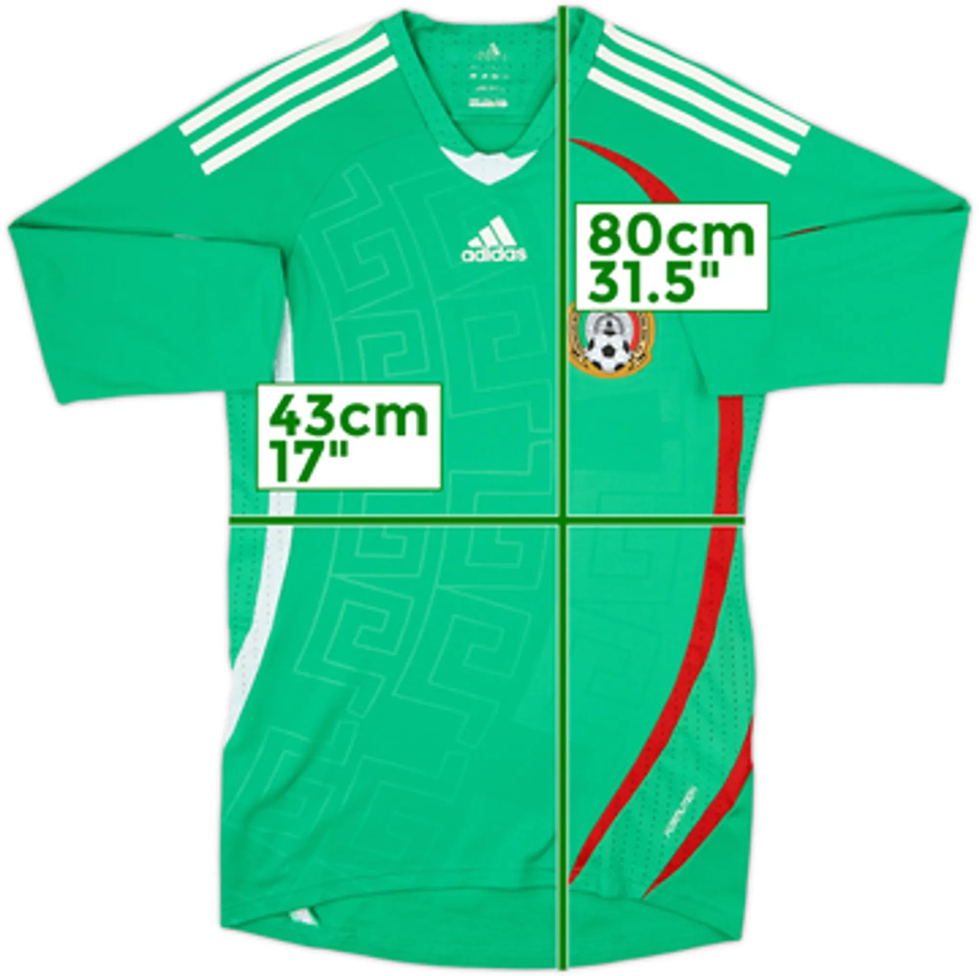 2008-09 Mexico Authentic Home L/S Shirt - 9/10 - (M)