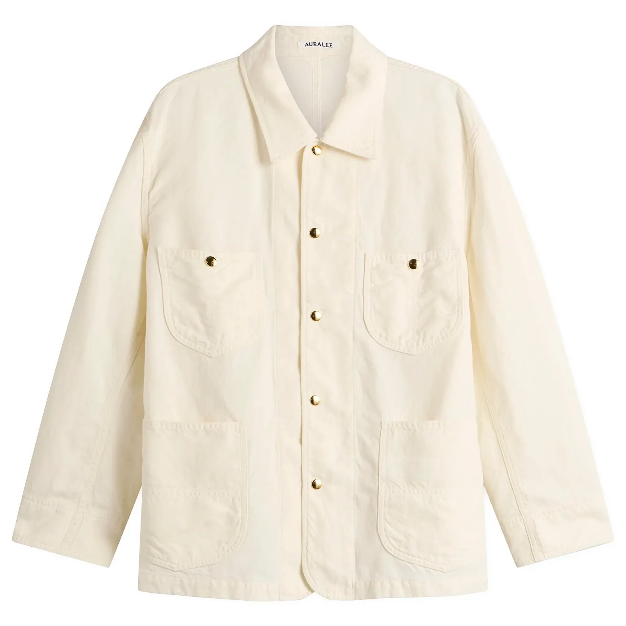 Auralee Men's Wool Cotton Linen Ox Work Jacket Off White