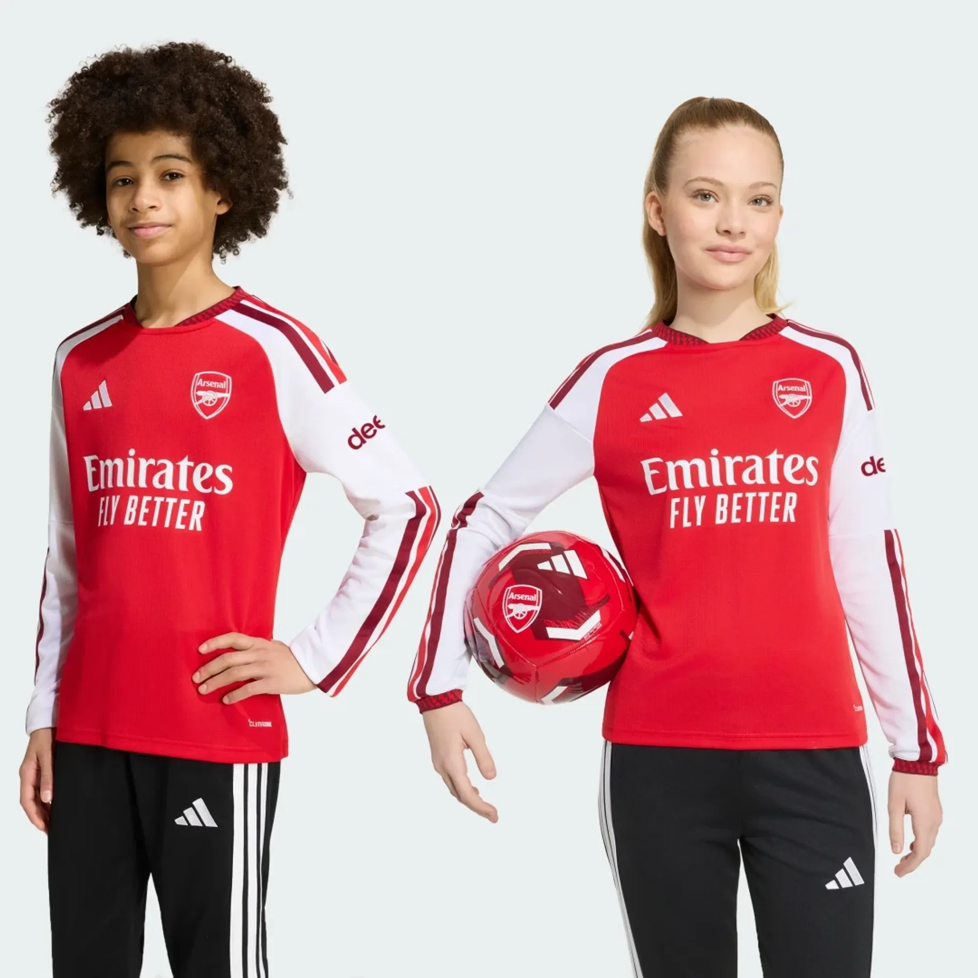 Arsenal adidas Kids 26/27 Long Sleeved Home Shirt, Red