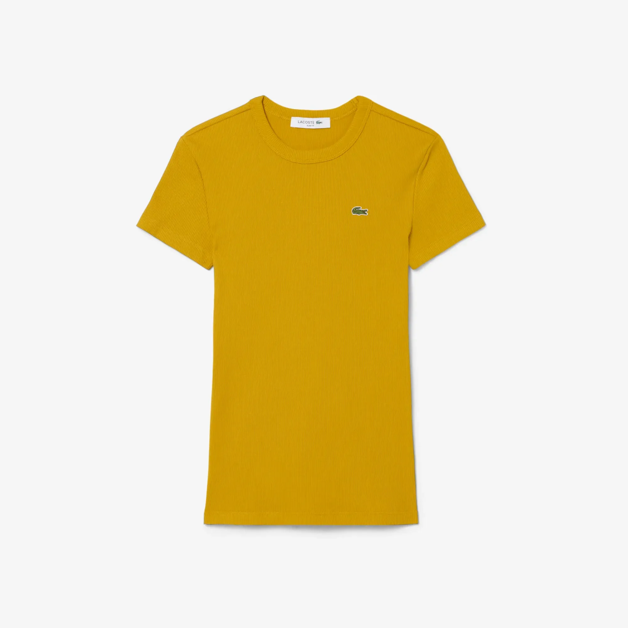 Lacoste Slim Fit Ribbed Cotton T-shirt - Jaune