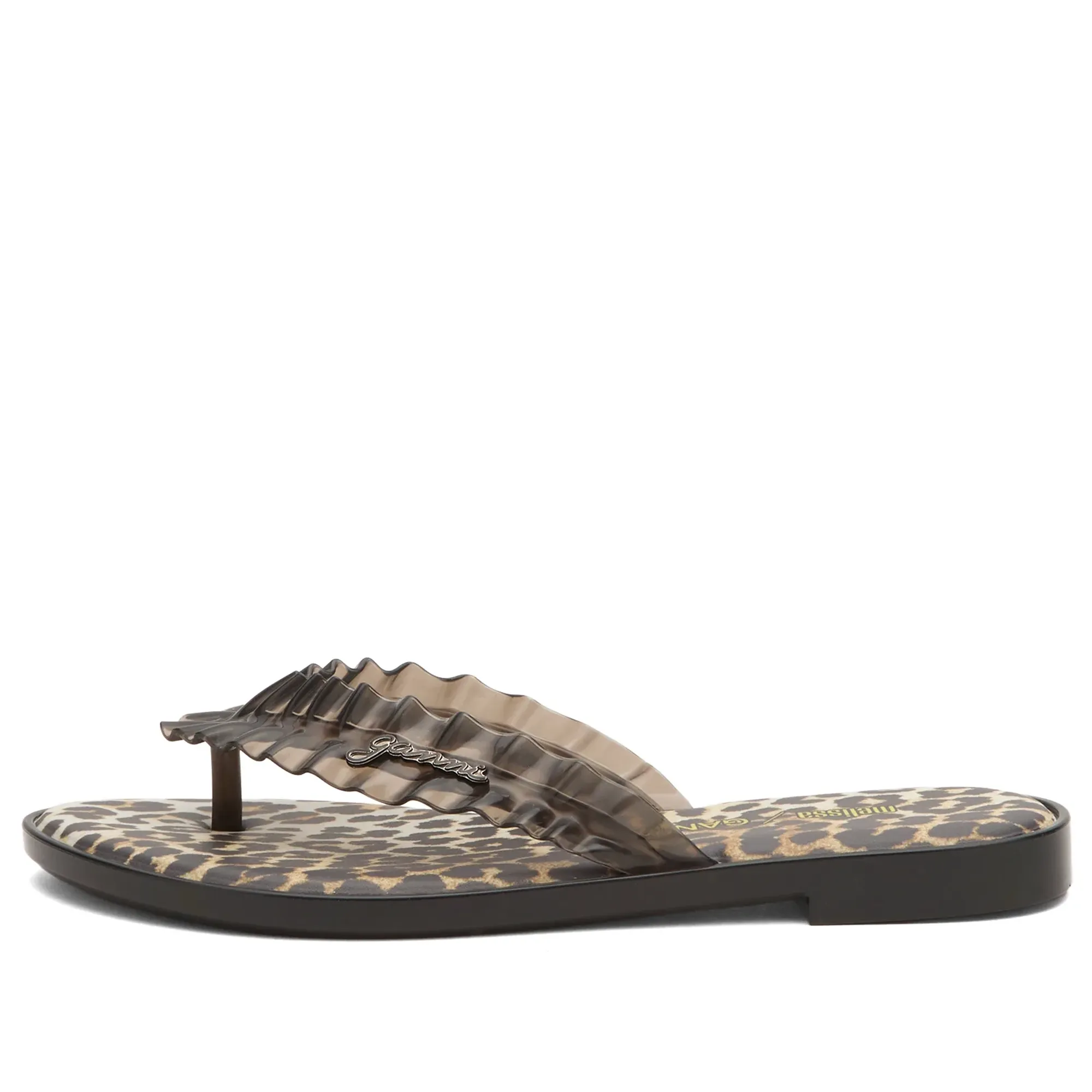Melissa Women's x Ganni Leopard Flip Flop Slim Black
